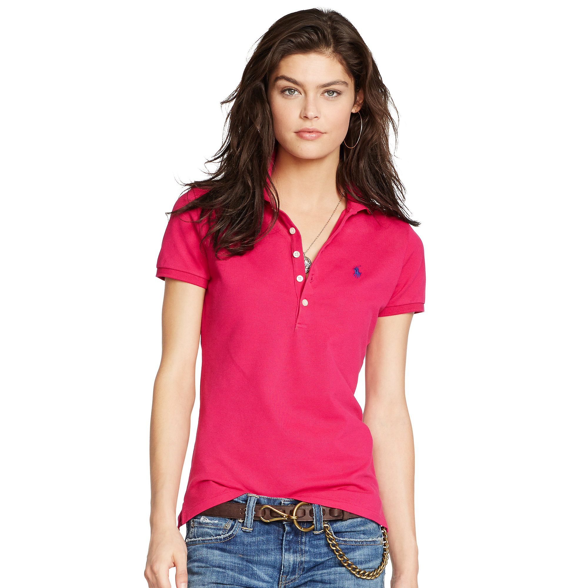 Lyst - Polo Ralph Lauren Skinny Stretch Polo Shirt in Pink