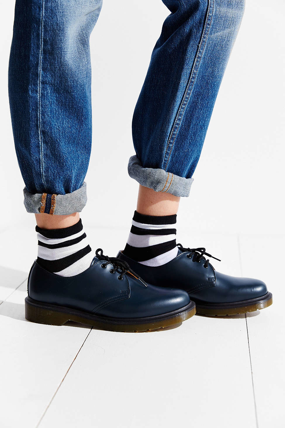 Dr. Martens Leather 1461 Pw 3-eye Oxford in Navy (Blue) | Lyst