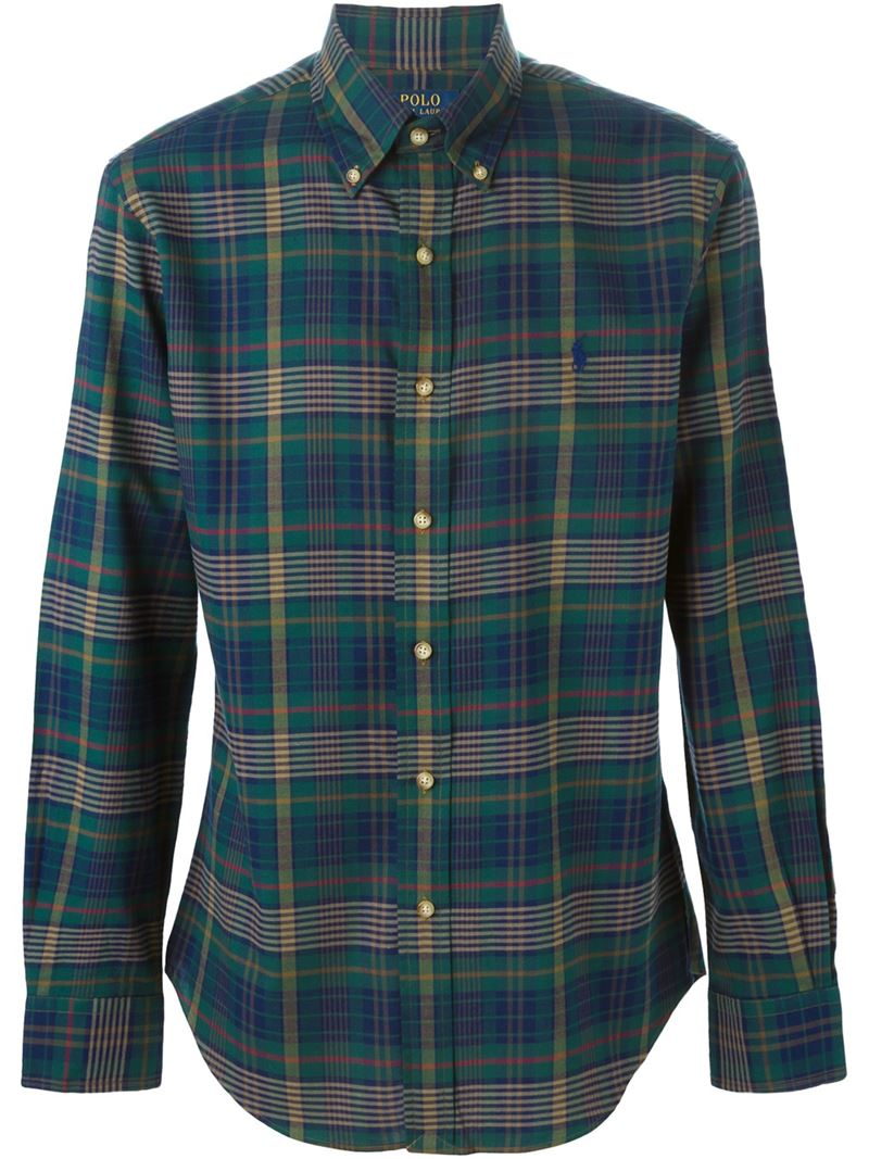 Polo ralph lauren Plaid Print Shirt in Green for Men Lyst