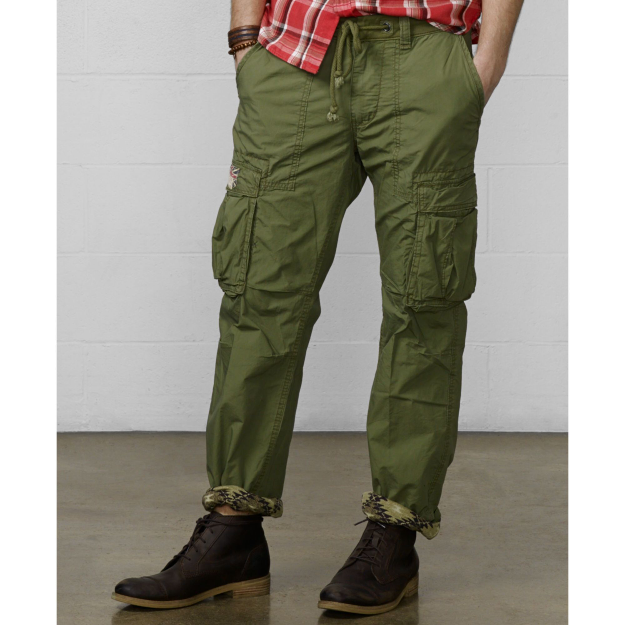 Denim & Supply Ralph Lauren Slimfit Poplin Cargo Pants in Army Olive ...