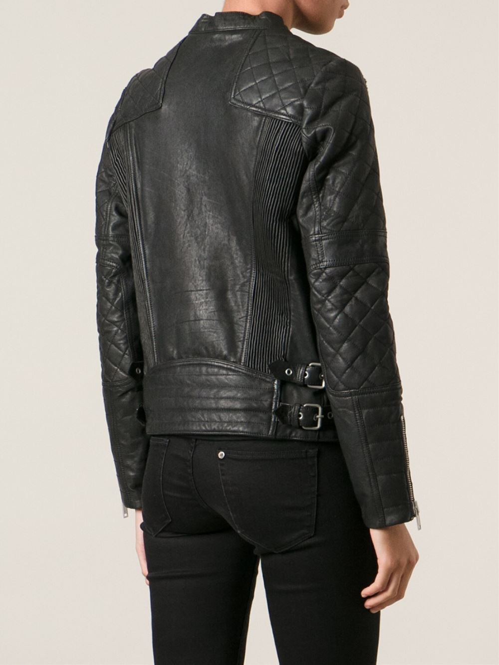 Lyst Maison Scotch Panelled Biker Jacket In Black Gallery