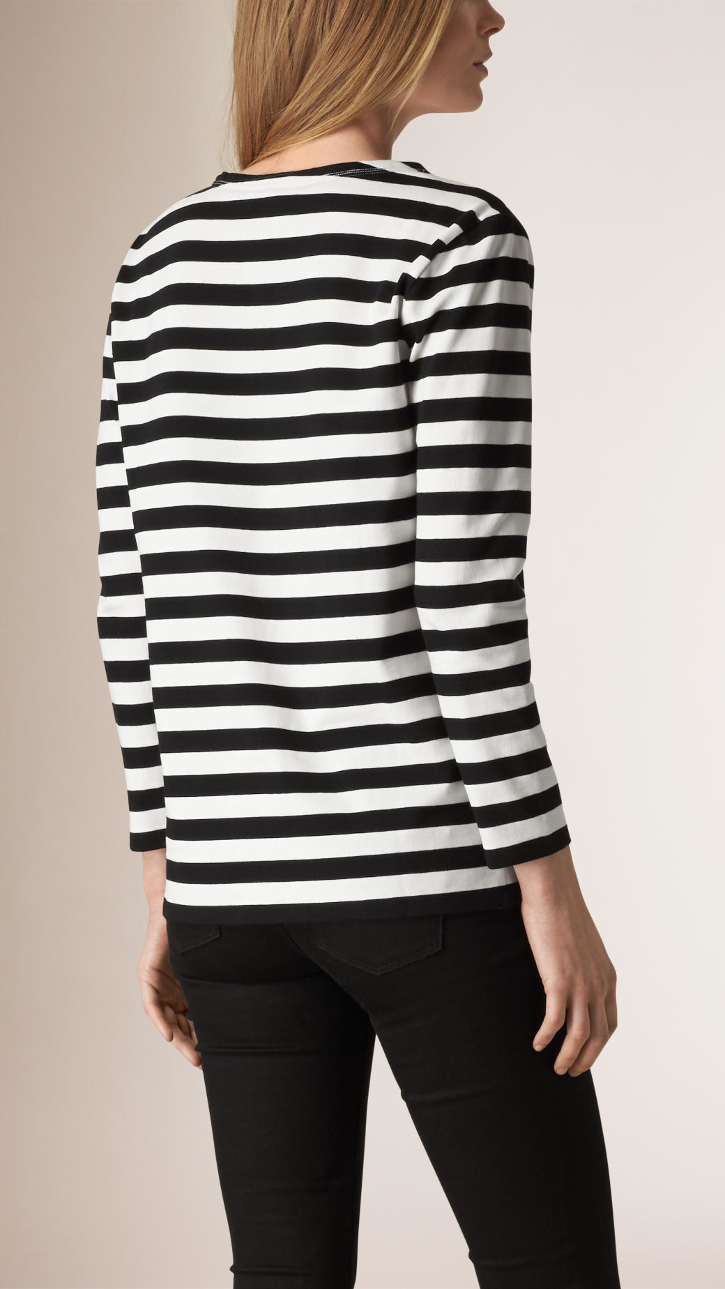 Burberry Long-sleeved Striped Cotton Top Black - Lyst