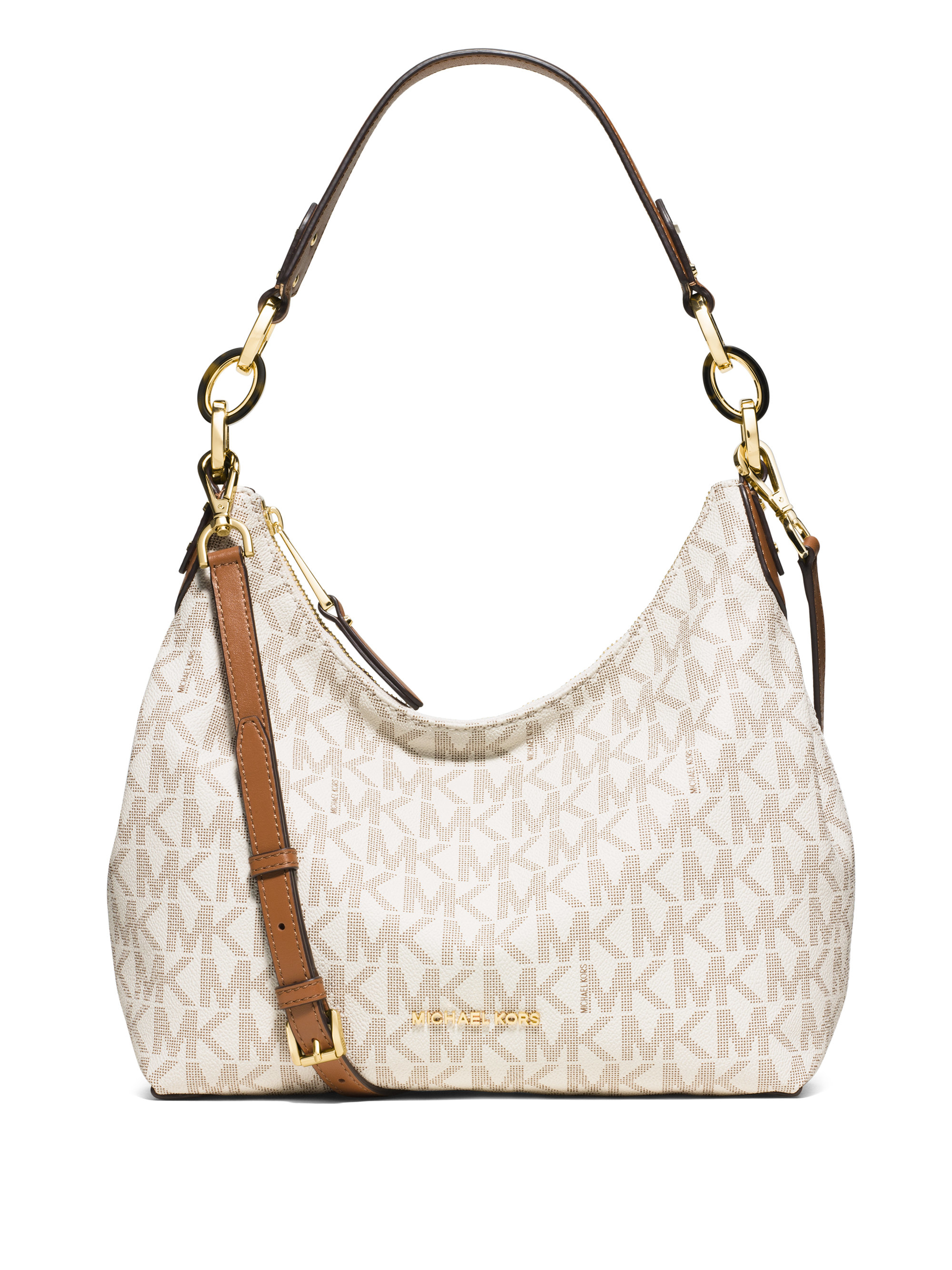 Voordracht Spin stapel MICHAEL Michael Kors Signature Print Leather Hobo Bag in White | Lyst