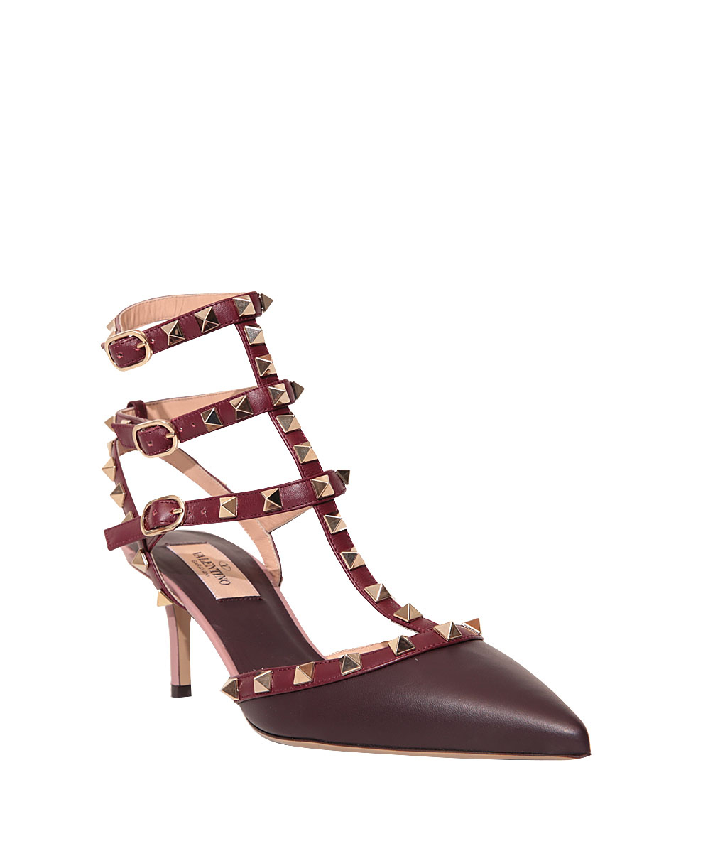Valentino Leather Rockstud Decolleté in Red | Lyst