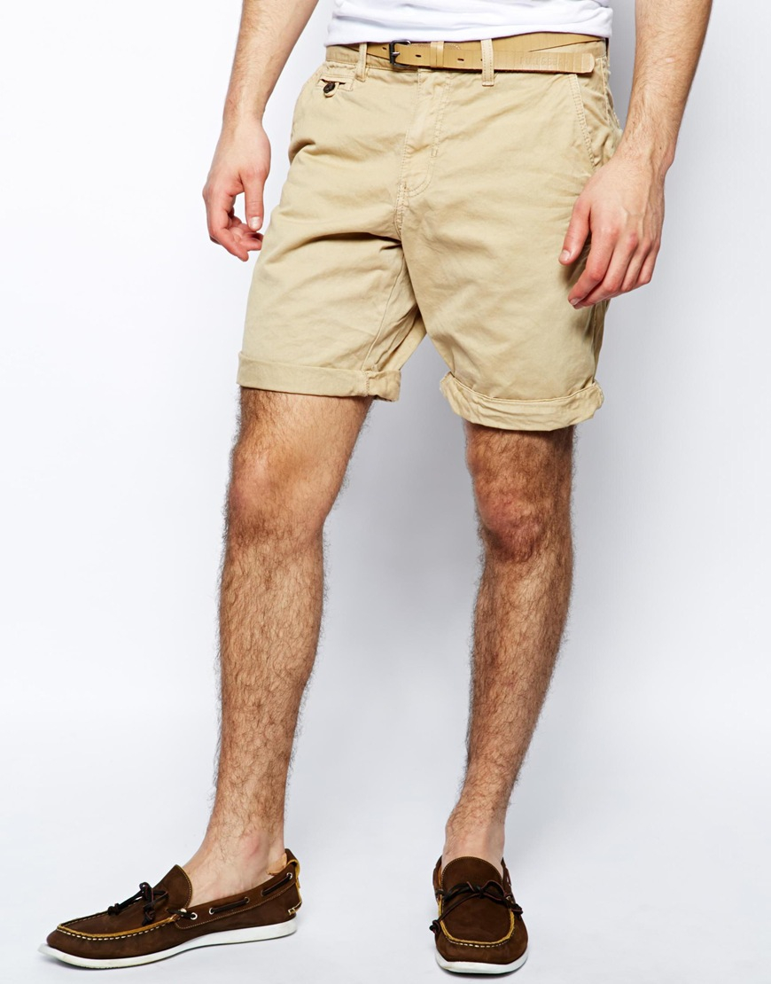 Pull&Bear Chino Style Bermuda Shorts in Natural for Men - Lyst
