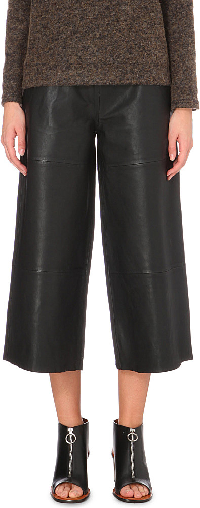 Designers remix Erin Leather Culottes in Black | Lyst