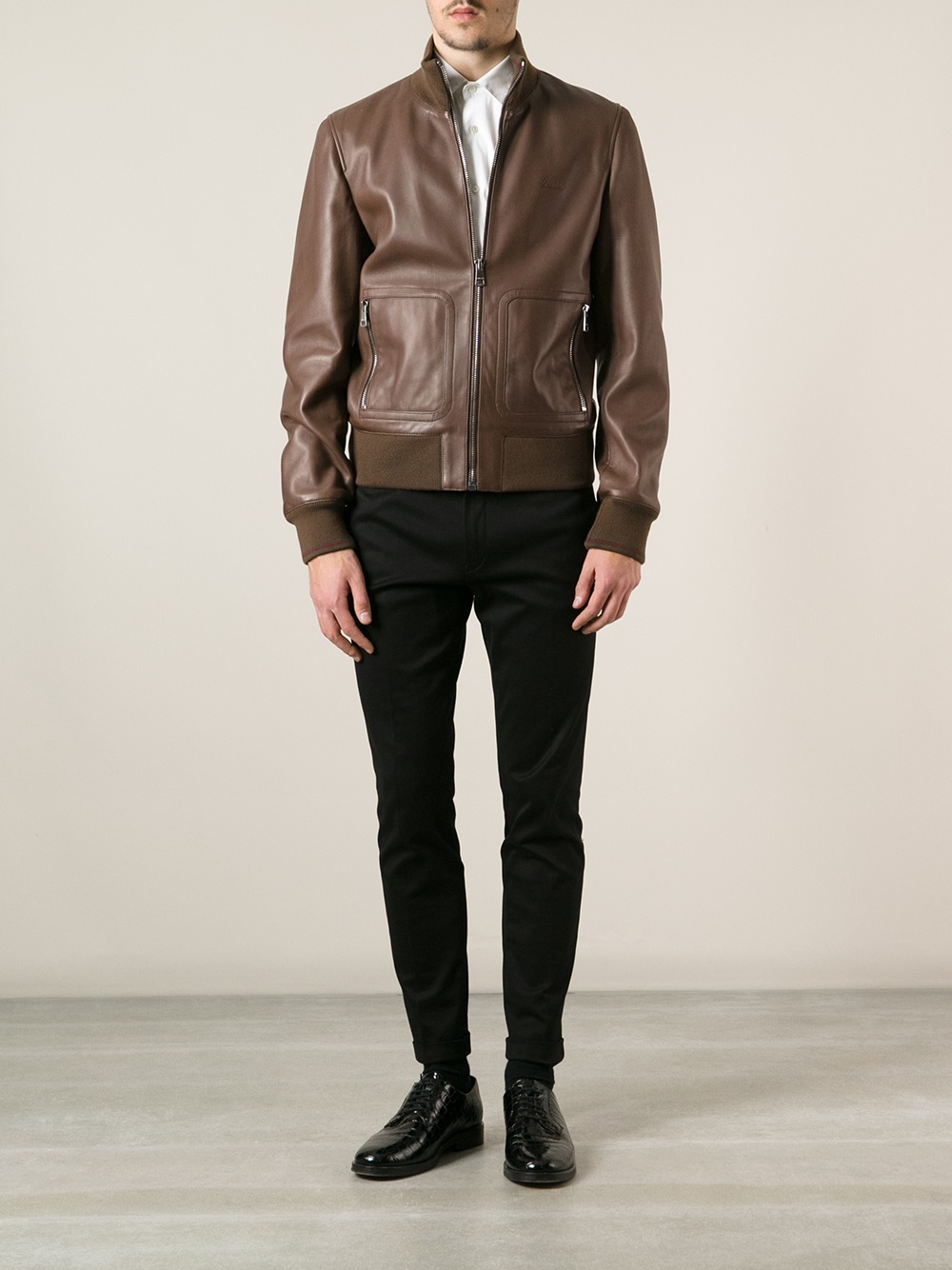 Gucci Leather Jacket in Brown for Men | Lyst