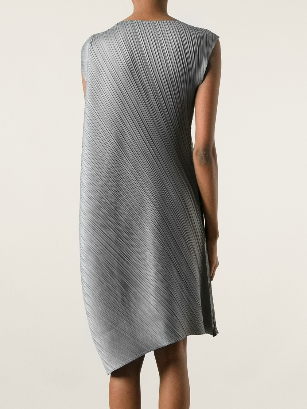 Lyst - Pleats Please Issey Miyake Asymmetric Pleated Dress in Metallic