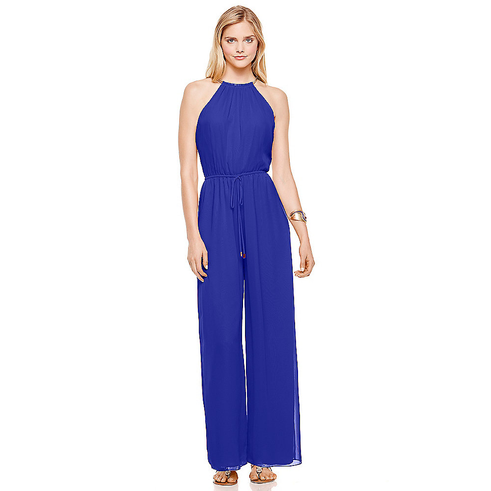 Vince camuto Chain Neck Wide Leg Jumpsuit in Blue (ROYAL POLYESTER) | Lyst