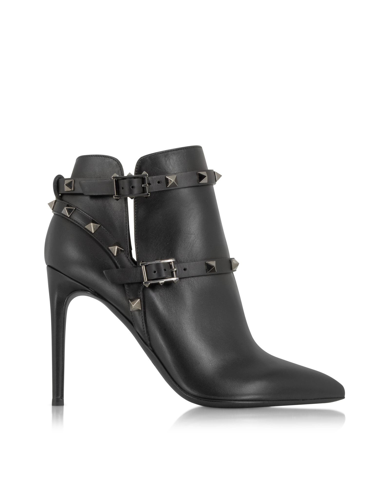 Lyst - Valentino Rockstud Noir Leather Ankle Boot in Black