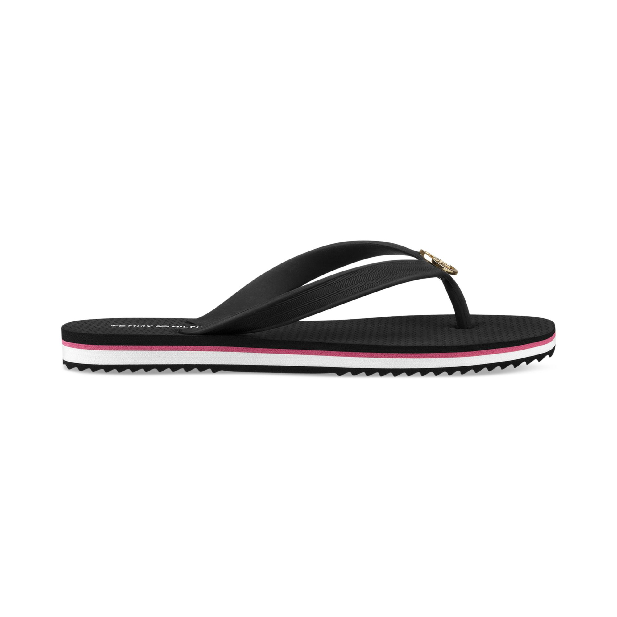 tommy hilfiger womens black flip flops