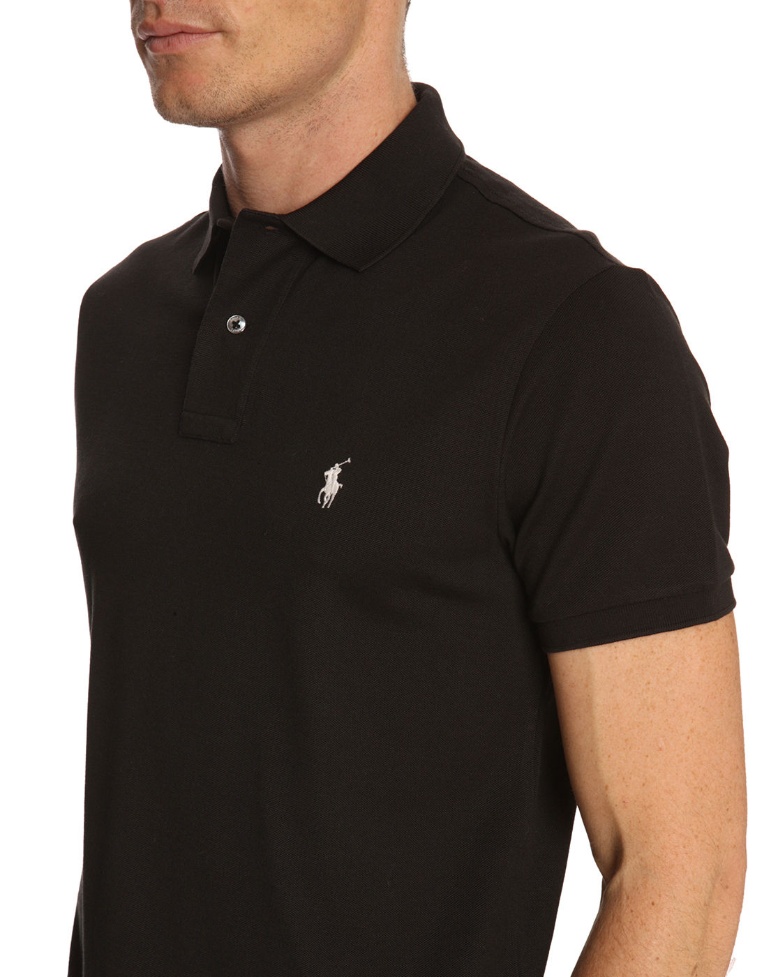 Polo ralph lauren Black Slim-fit Stretch Polo Shirt in Black for Men | Lyst