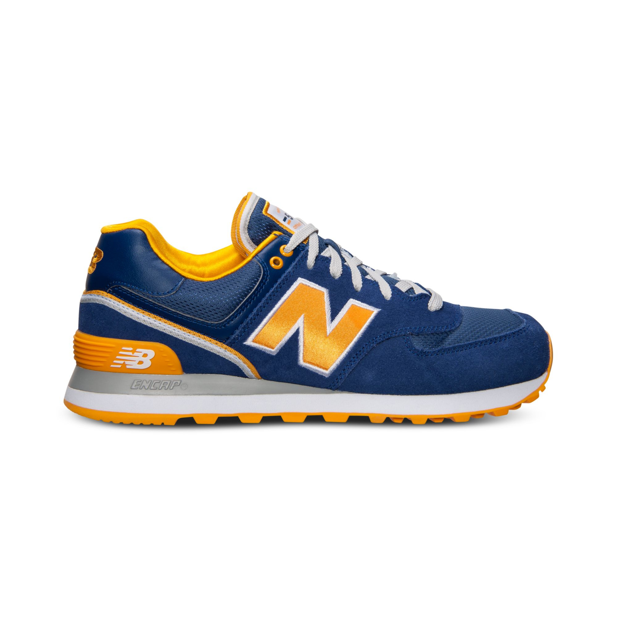 New Balance Mens 574 Casual Sneakers From Finish Line in Navy/Yellow ...