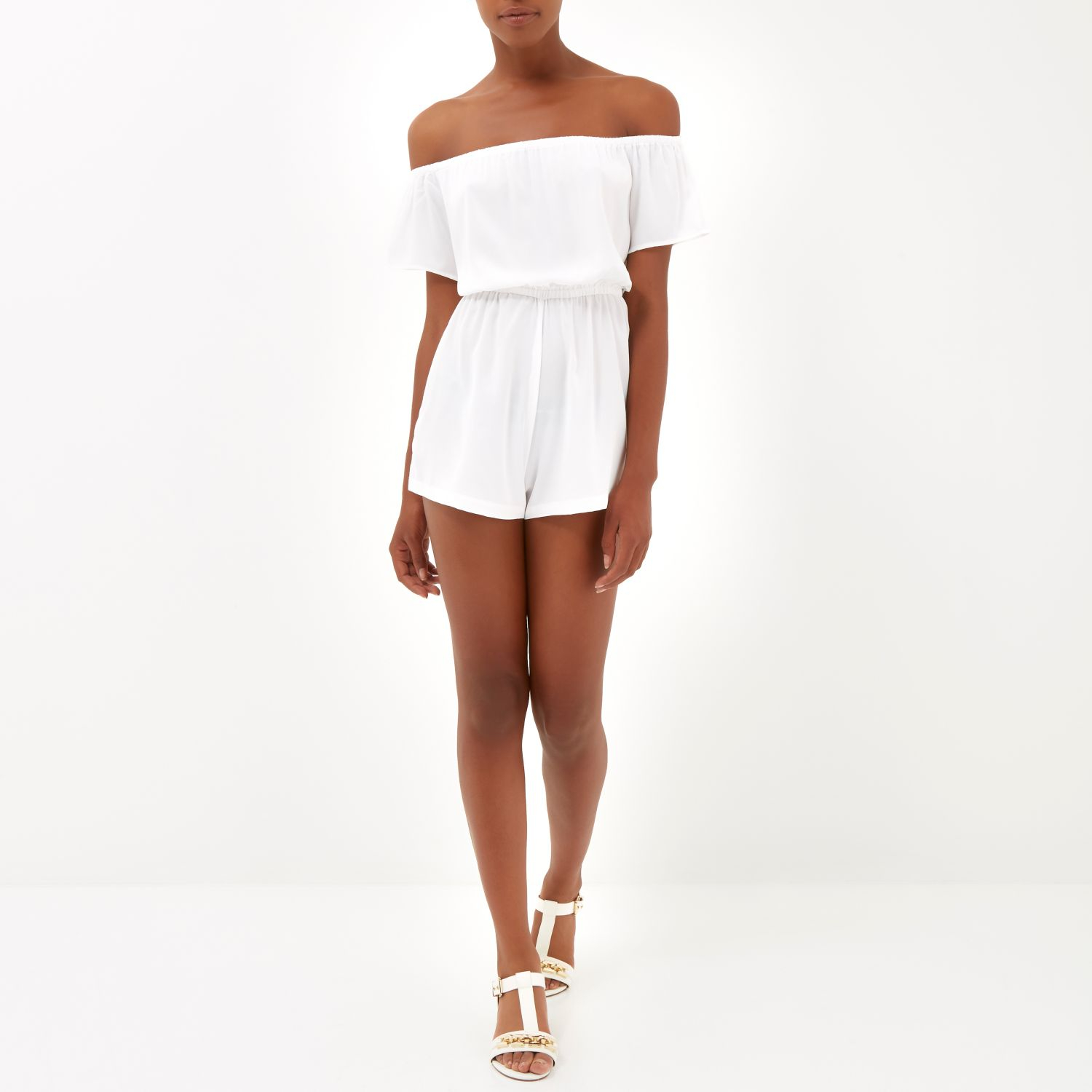 white bardot playsuit