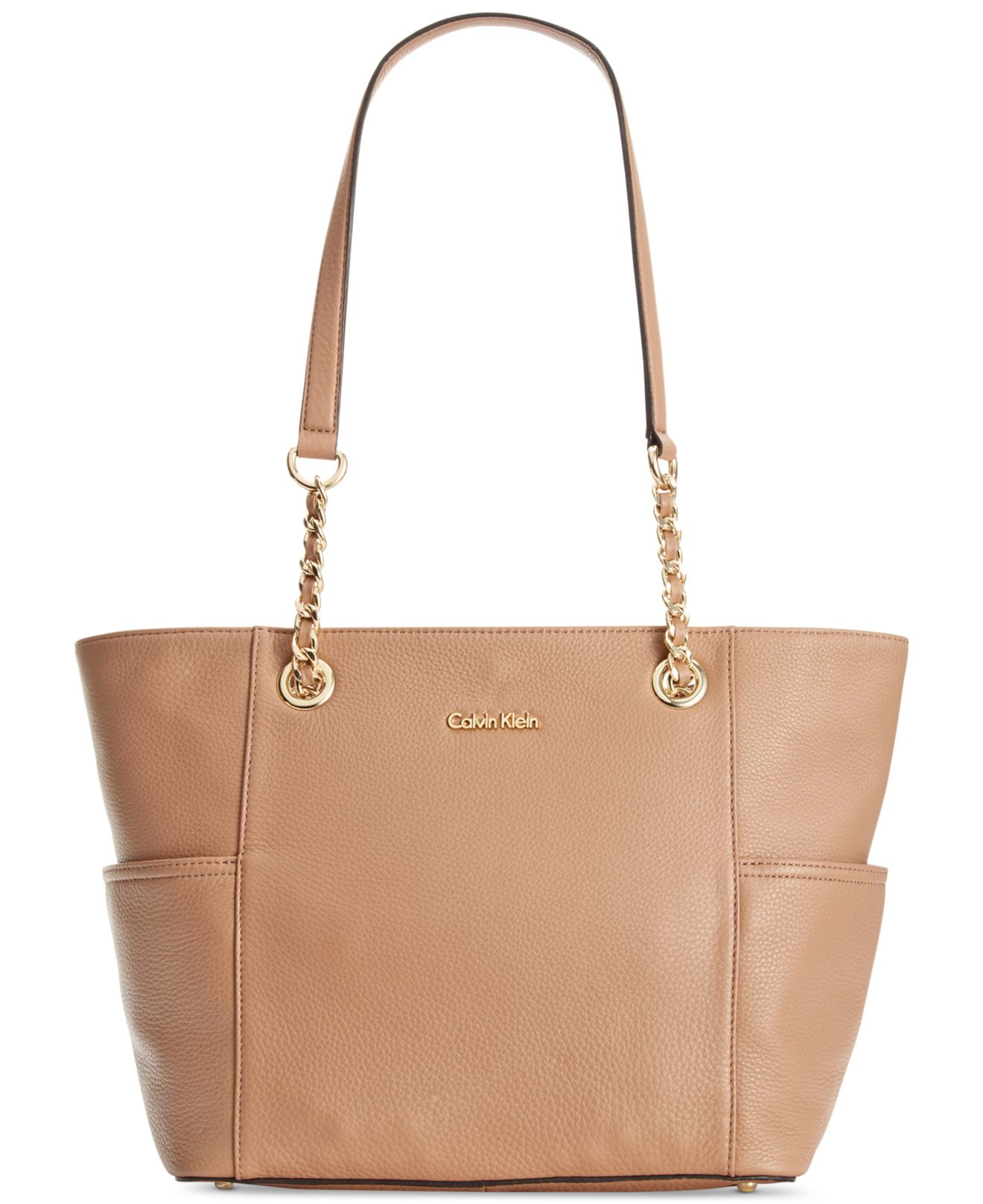 calvin klein pebble leather tote