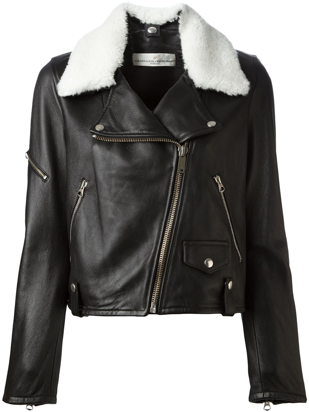Golden Goose Deluxe Brand White Fur Collar Bear Jacket In