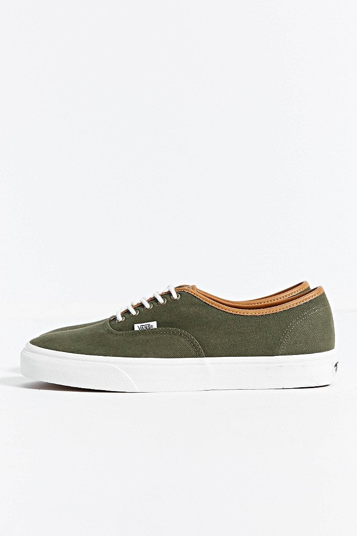 Vans Authentic Leather Trim Sneaker in Olive (Green) for Men | Lyst