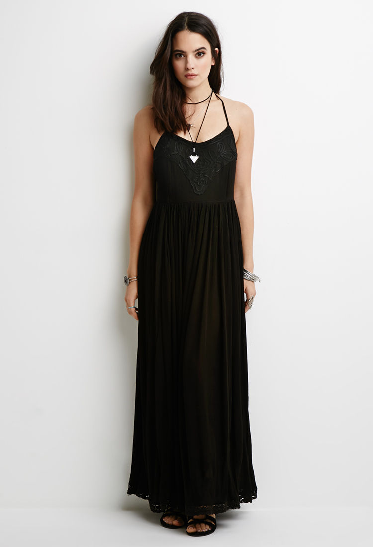 Black gauze maxi dress Clearance