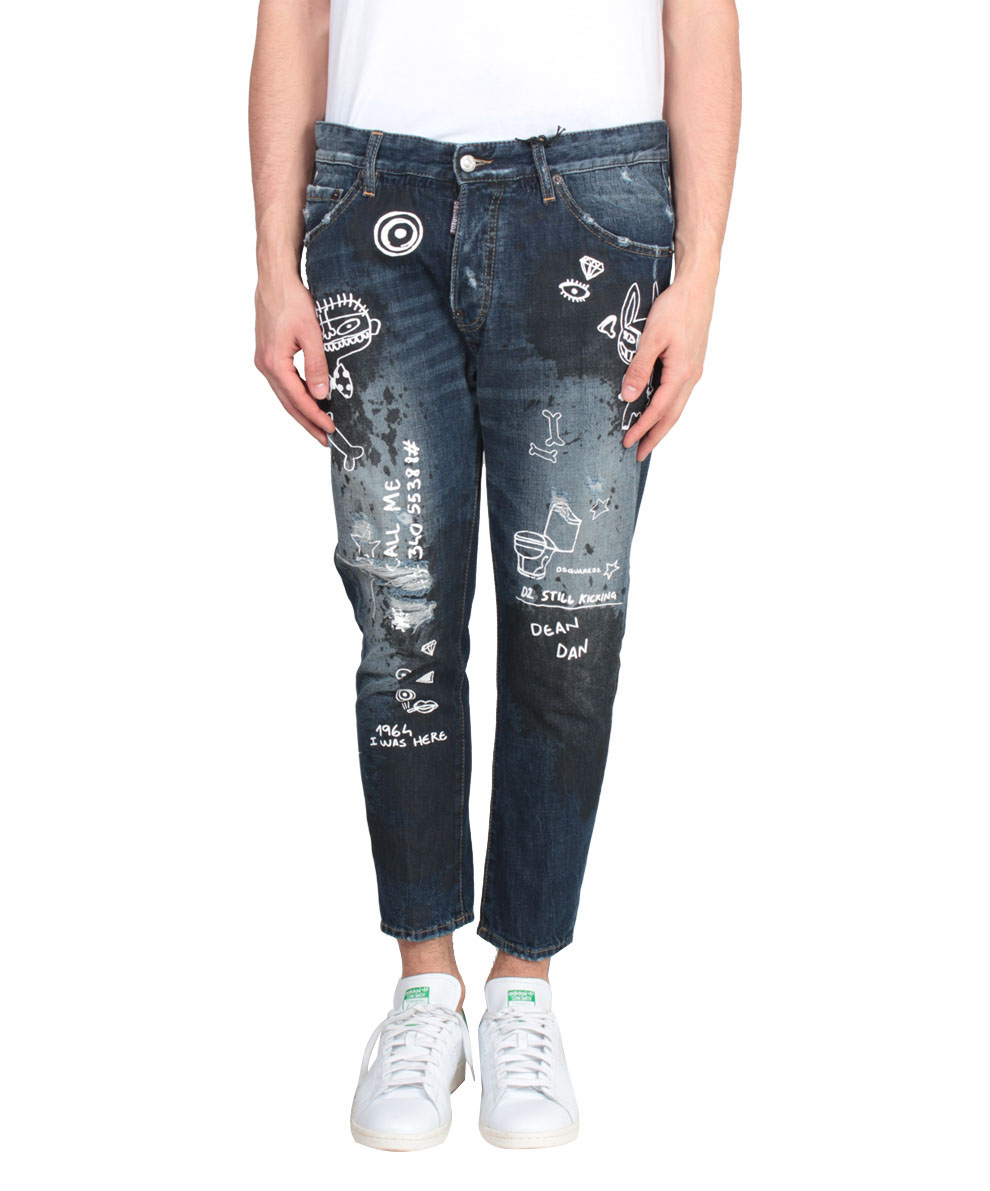 Lyst Dsquared² Graffiti Print Jeans in Blue for Men