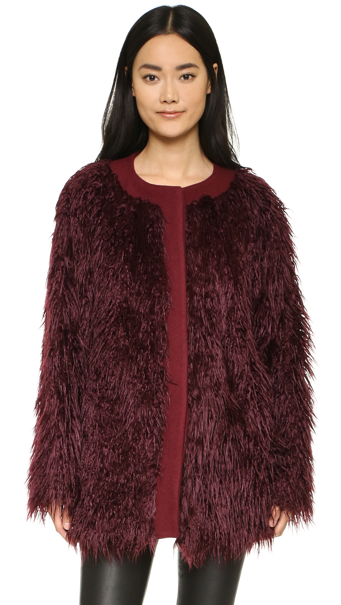 dkny red padded coat