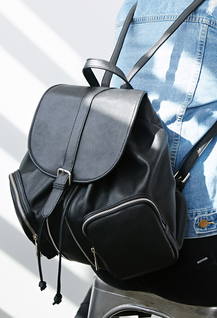 faux leather drawstring backpack