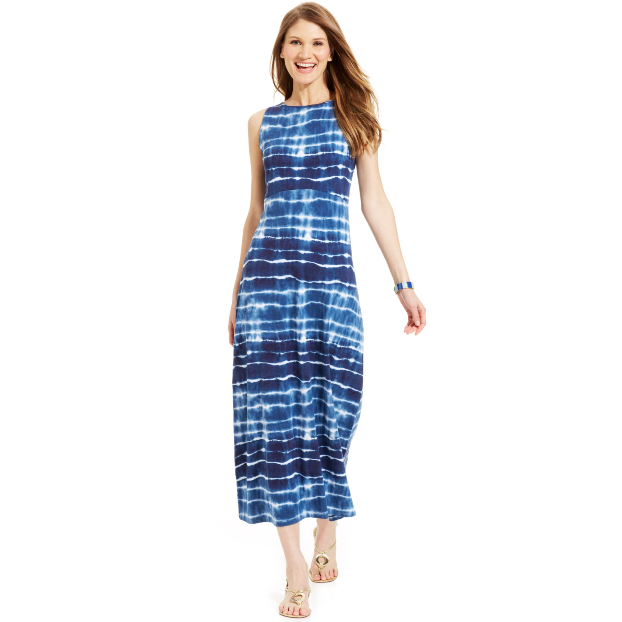 Lyst - Jones New York Sleeveless Seamed Tiedye Maxi Dress in Blue