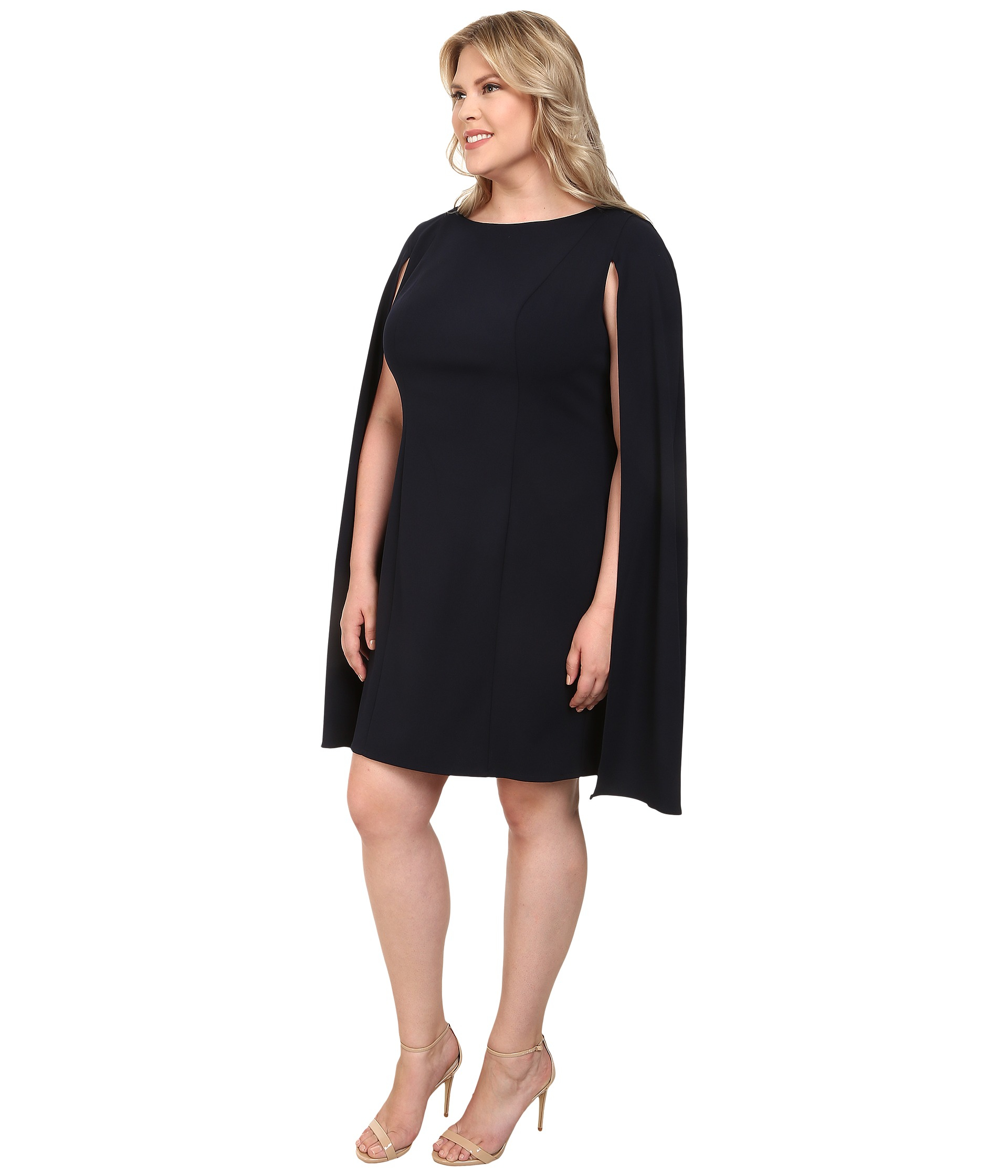 Lyst - Adrianna Papell Plus Size Structured Cape Sheath Dress in Blue