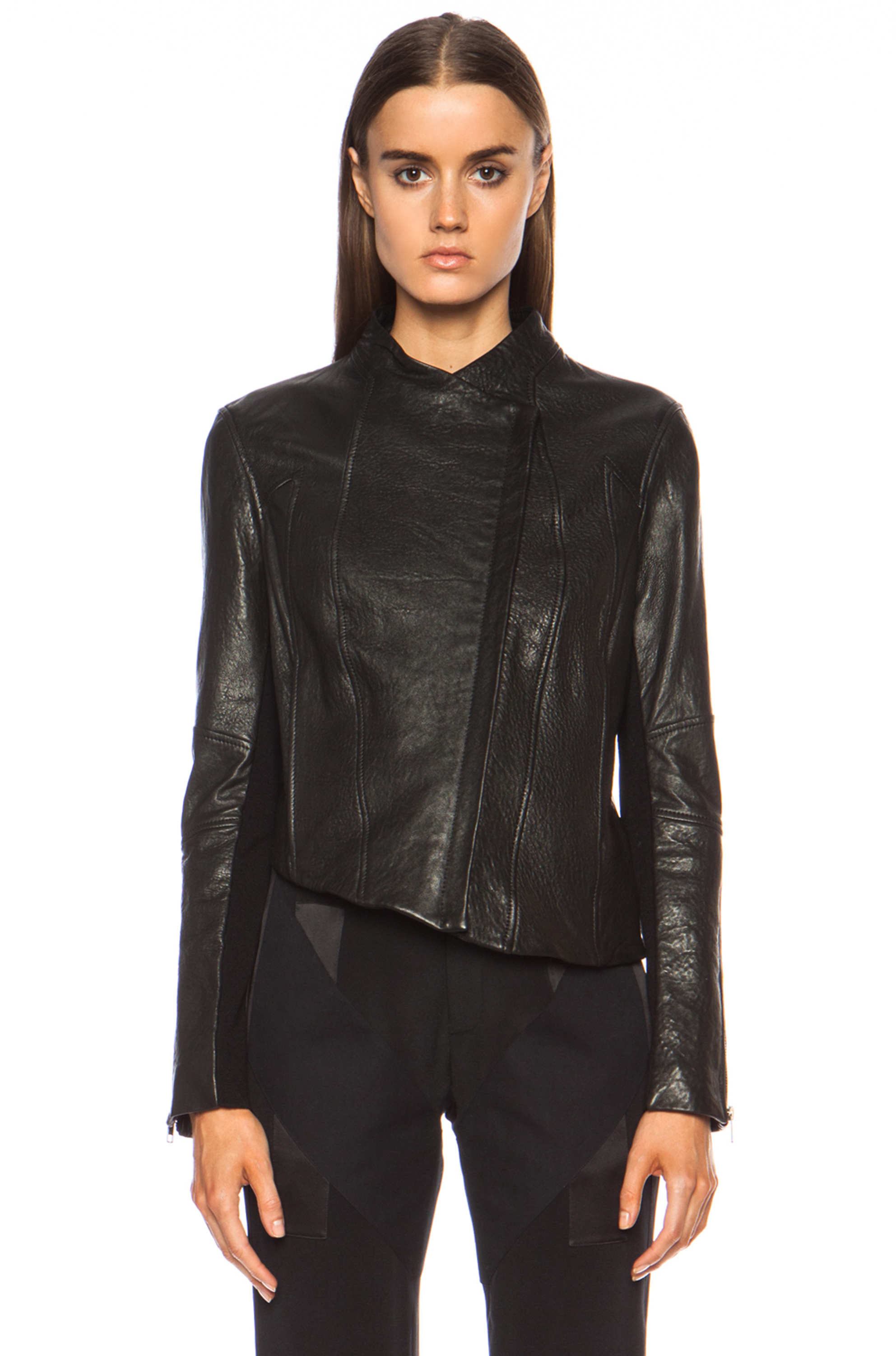 Helmut Lang Asymmetric Blistered Leather Jacket in Black - Lyst