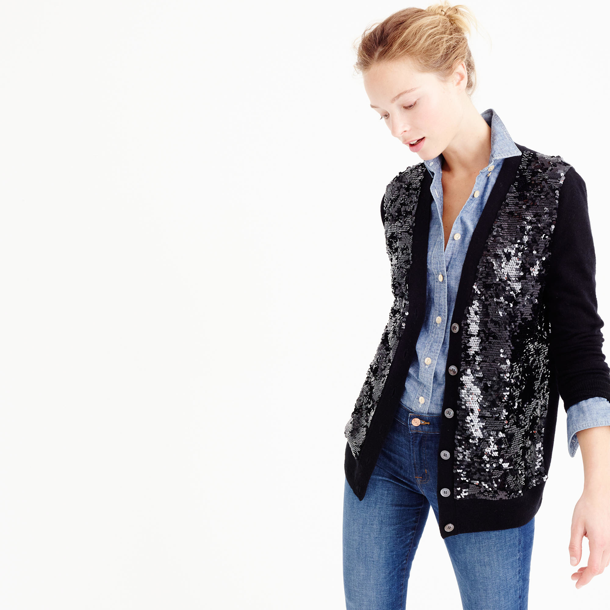 j crew sequin cardigan