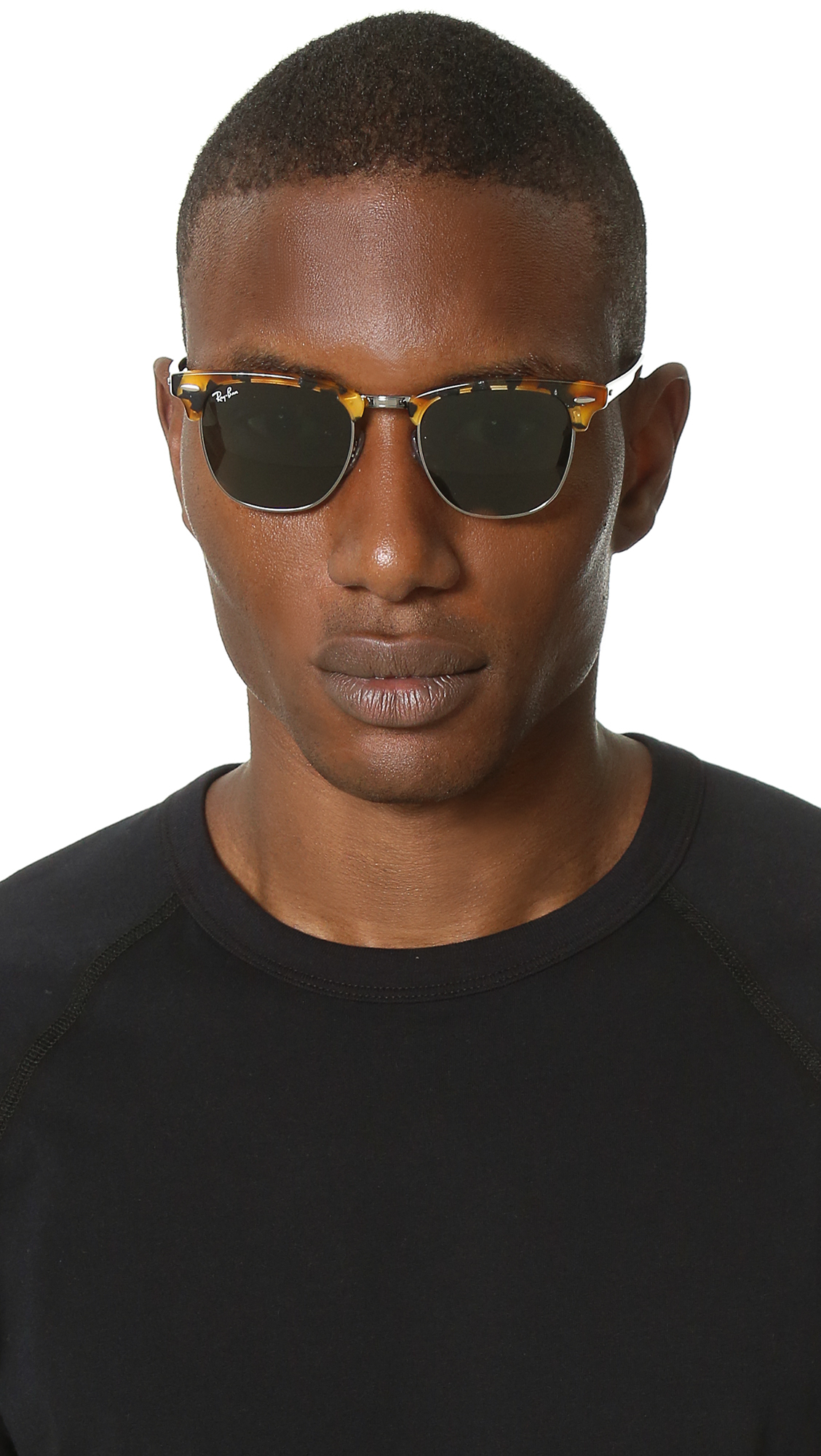 Ray Ban Spotted Clubmaster Sunglasses In Black For Men Lyst
