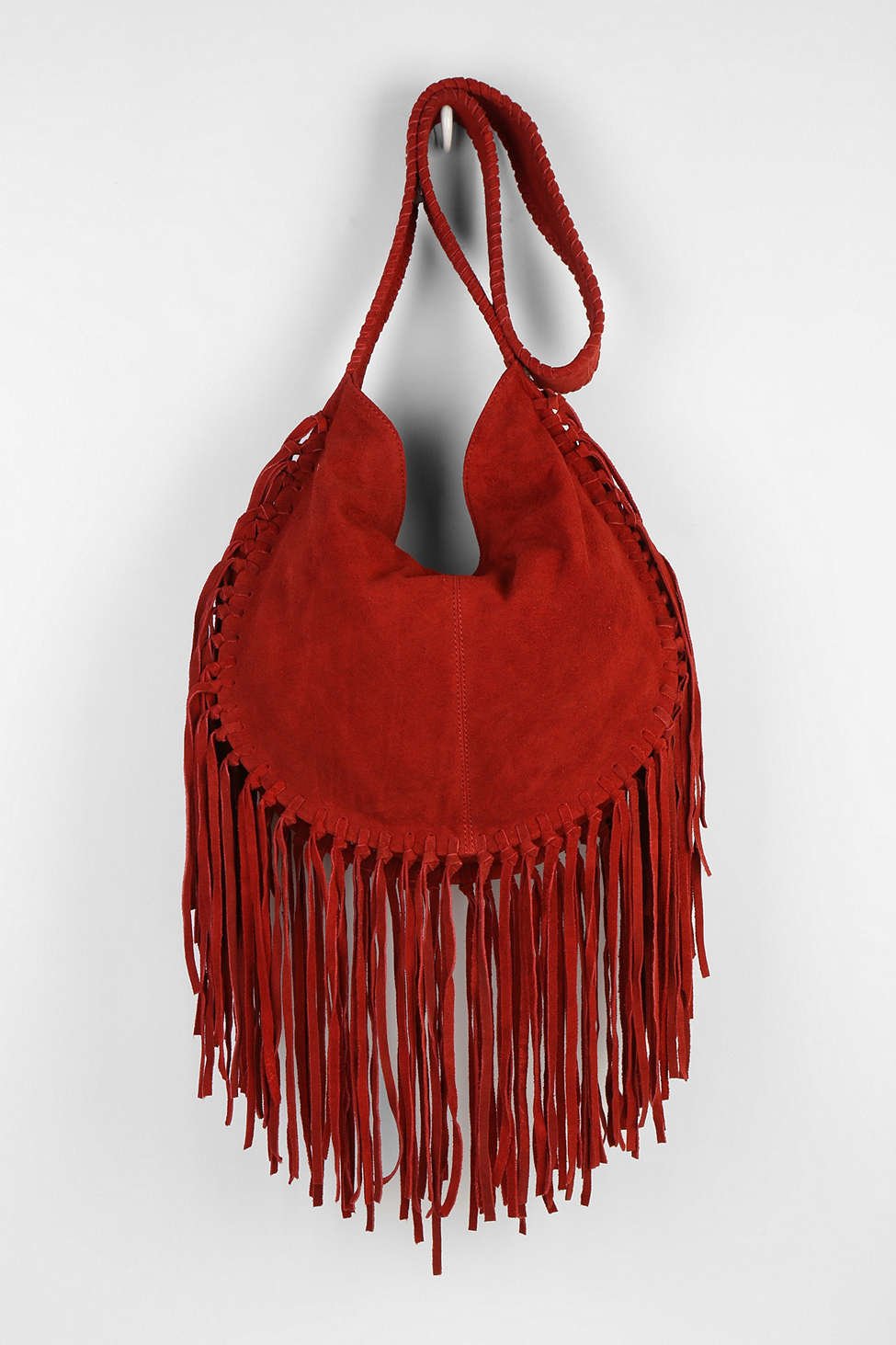 Red Leather Bag With Fringe Detail - Small & Square – Indian Headdress -  Novum Crafts