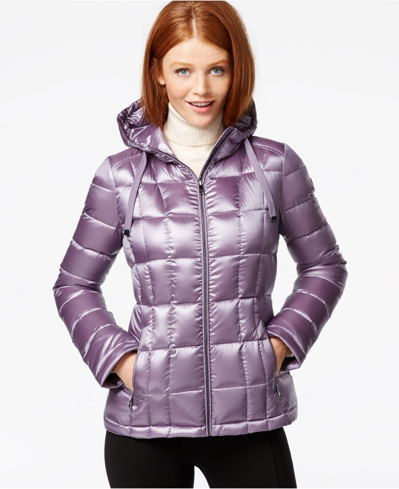 Door merknaam Verdragen Calvin Klein Petite Packable Hooded Puffer Jacket in Purple | Lyst