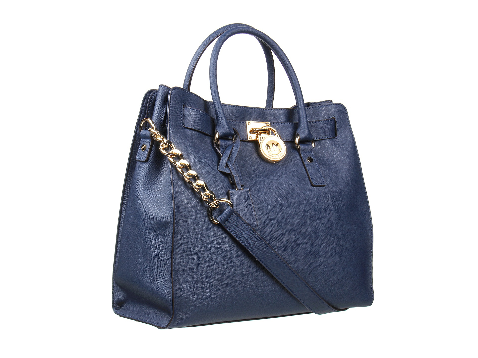 MICHAEL Michael Kors Leather Hamilton Large North/south Tote in Navy (Blue) Lyst