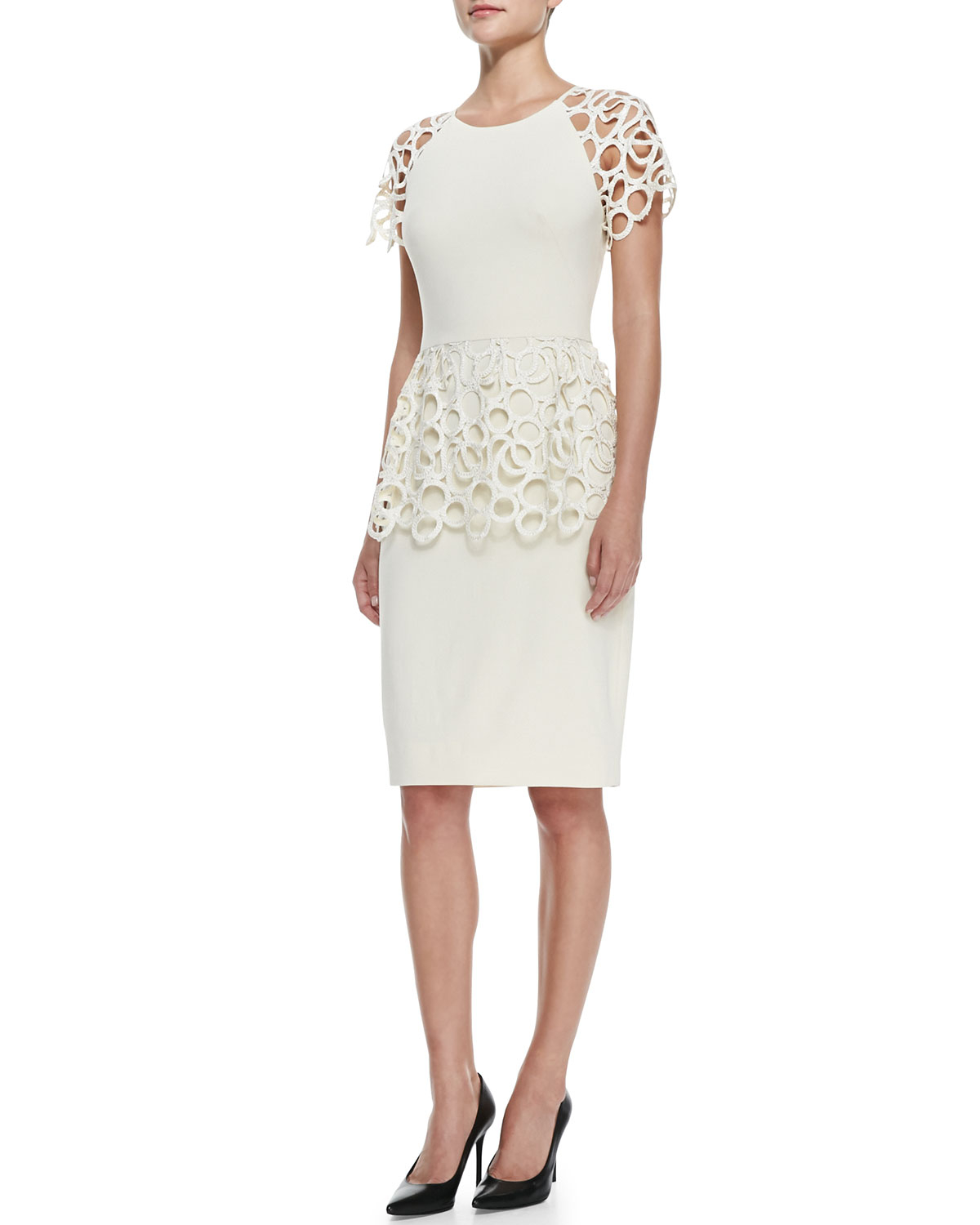 jolie moi duck egg blue lace dress