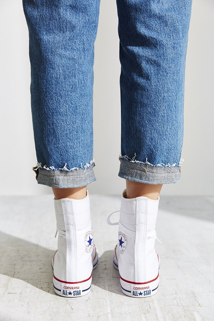 white ankle high converse