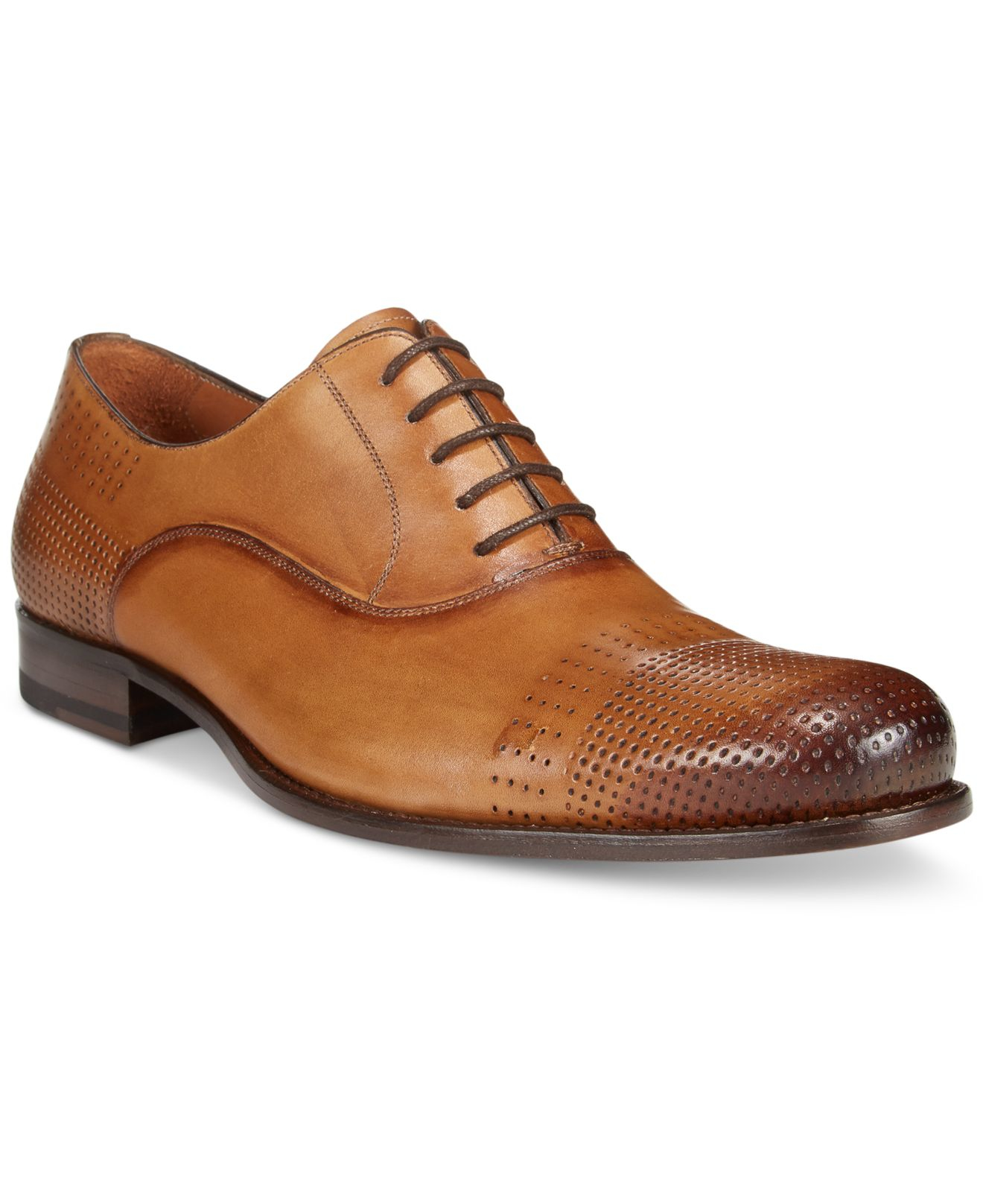 Mezlan Men's Perf Cap Toe Oxfords in Brown for Men (Cognac) | Lyst