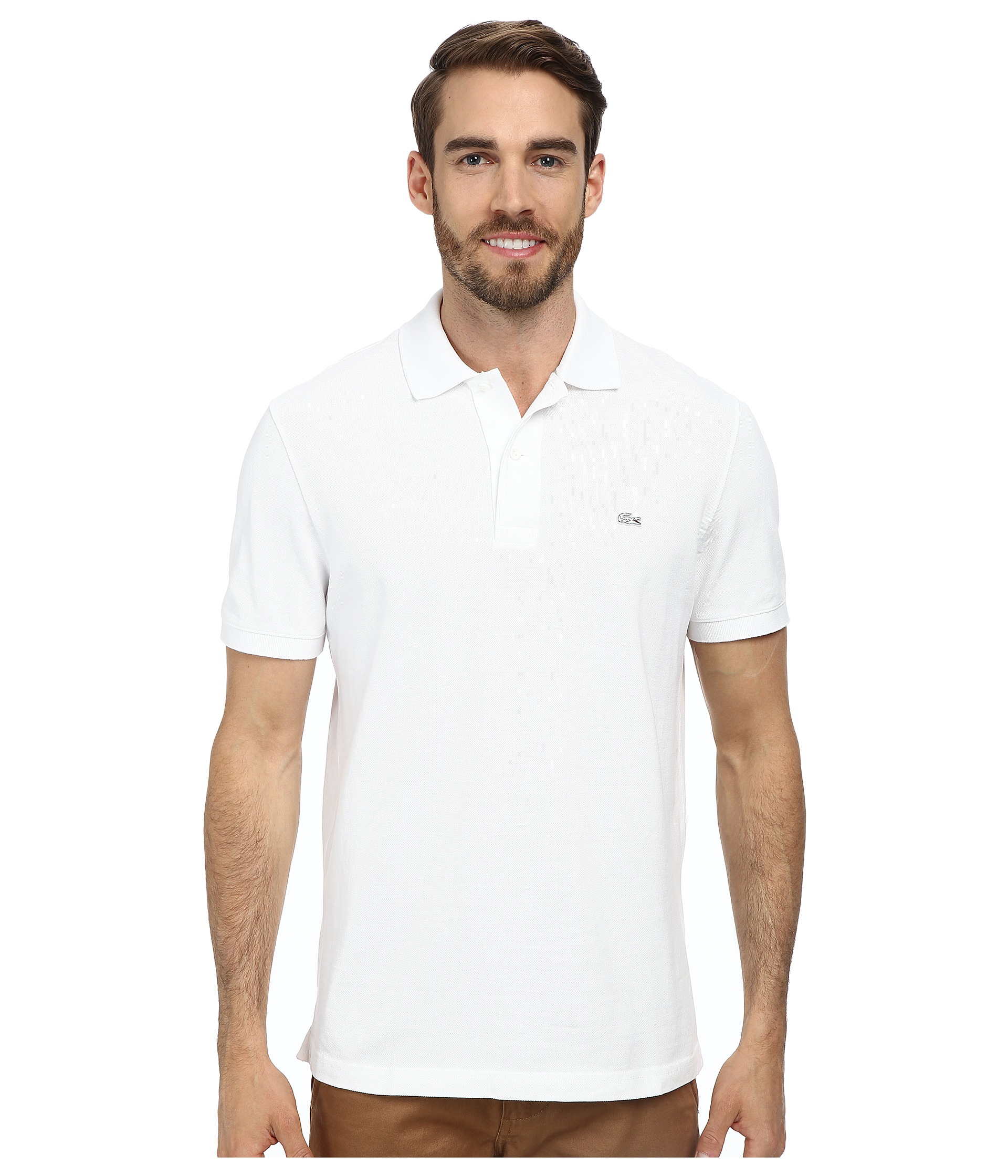 Lacoste Short Sleeve Vintage Washed Polo with Woven Trim in White for Men |  Lyst