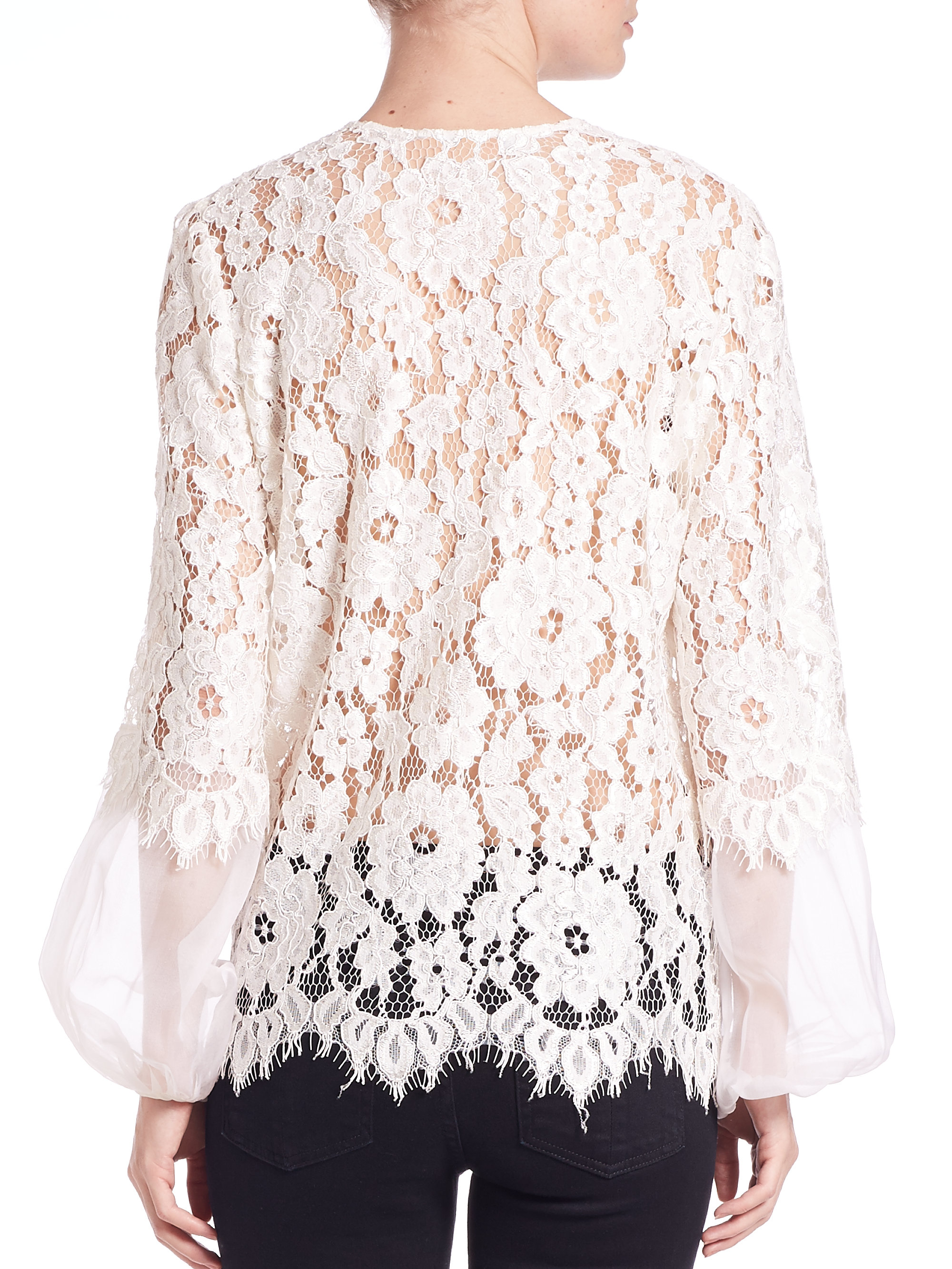 Alexis Sue Lace Blouse in Natural - Lyst
