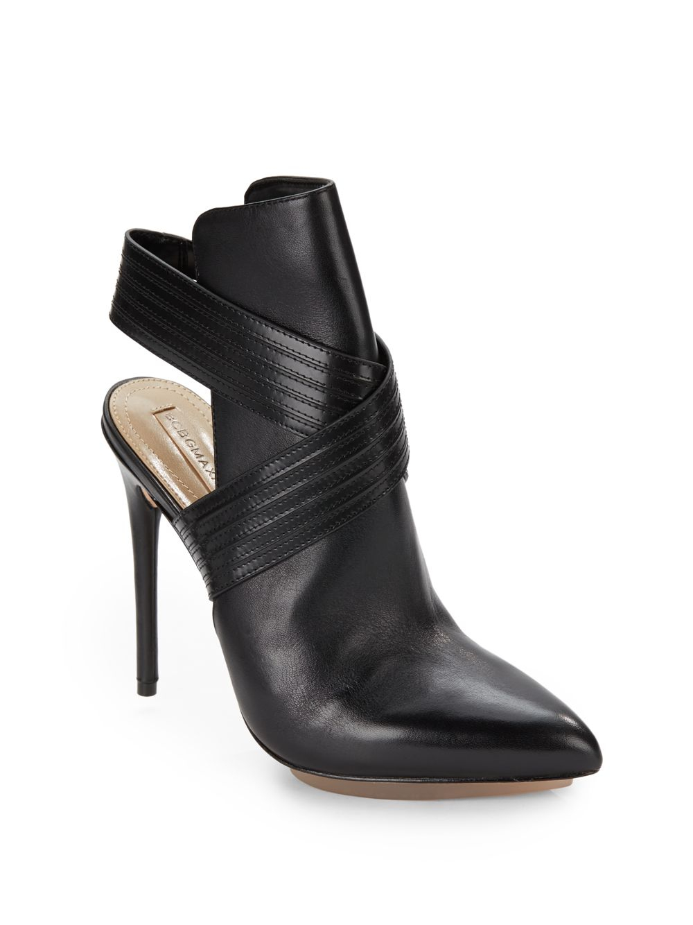 BCBGMAXAZRIA Krimp Open Back Leather Ankle Boots in Black - Lyst