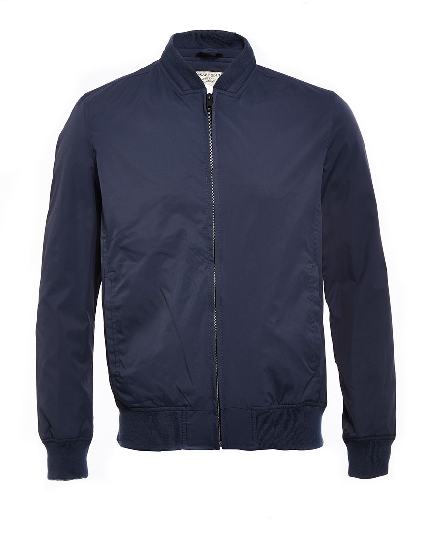 Brave Soul Nylon Twill Bomber Jacket in Blue for Men (Navy) | Lyst