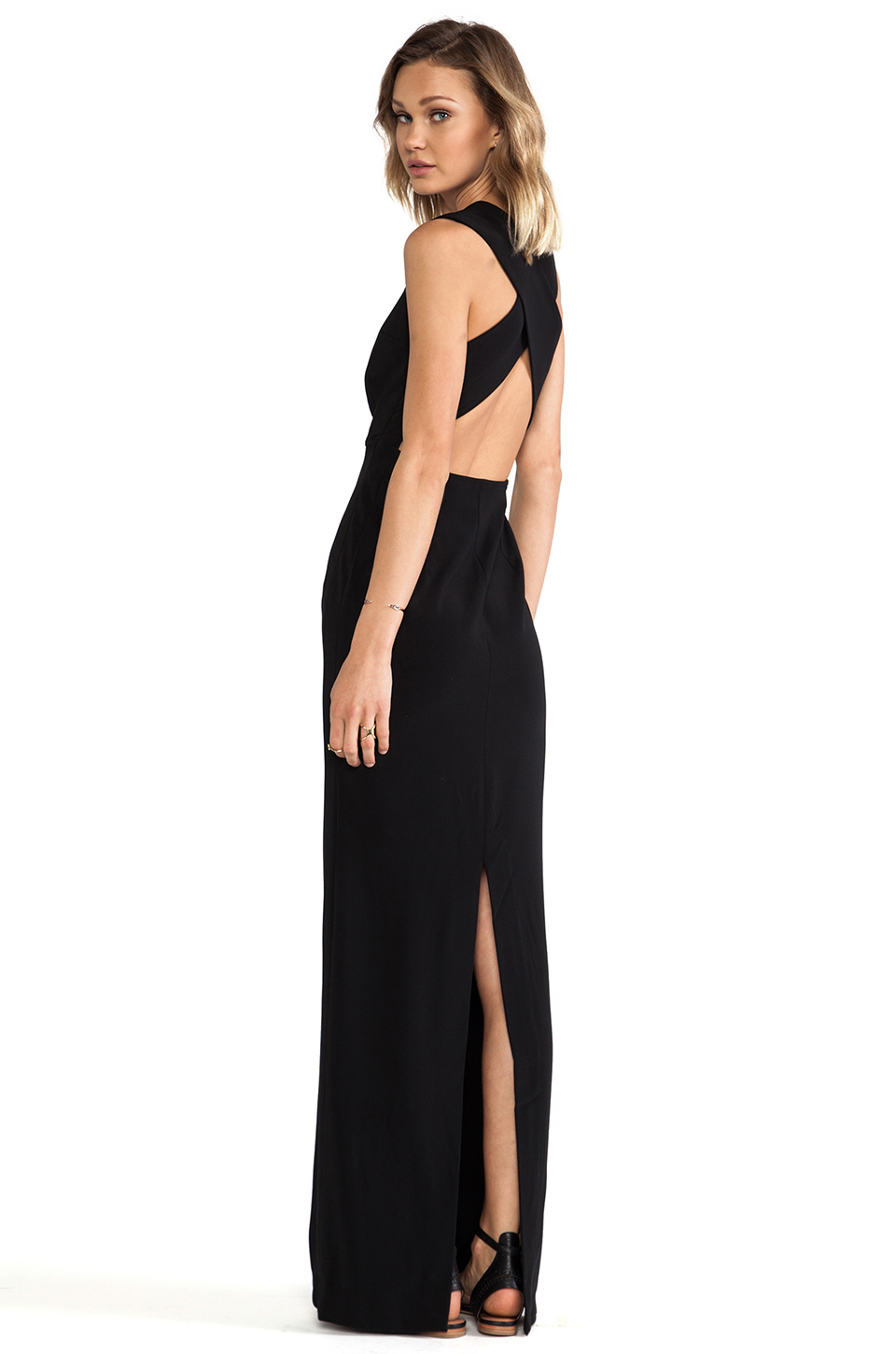 Solace London Casa Crossover Maxi Dress in Black | Lyst