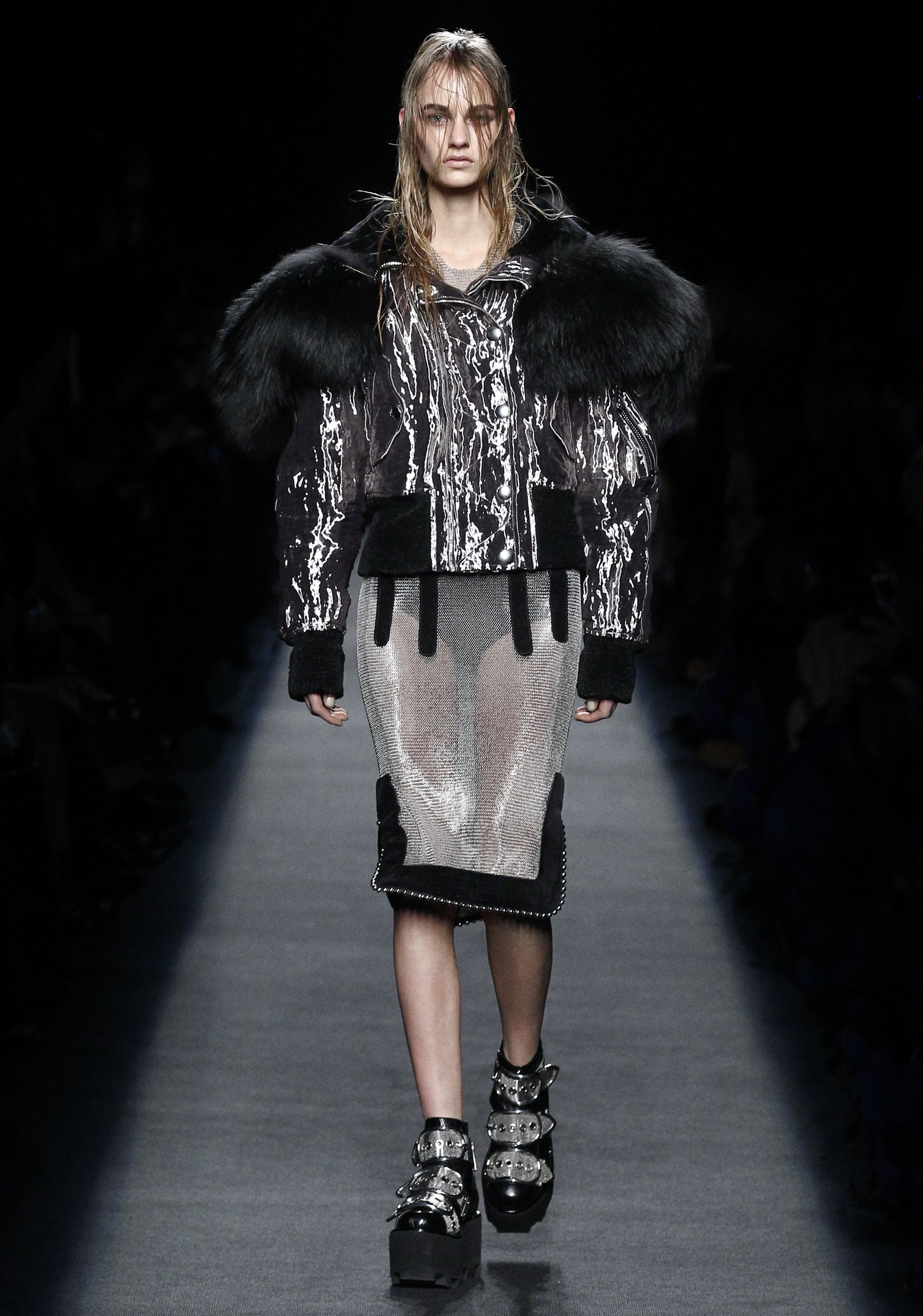 Alexander Wang Metallic Runway Bomber in Gray Lyst