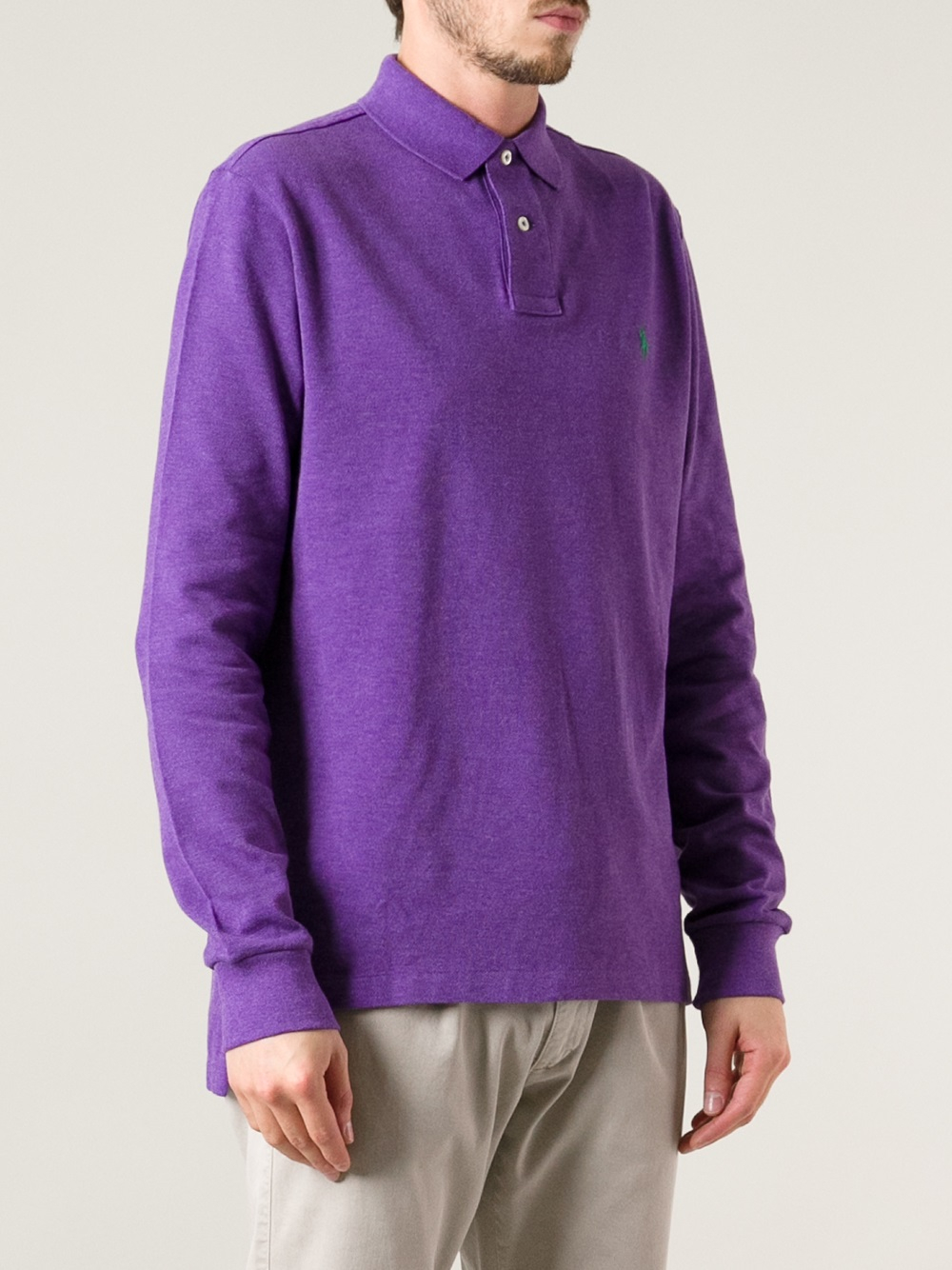 Polo Ralph Lauren Long Sleeve Polo Shirt in Purple for Men | Lyst