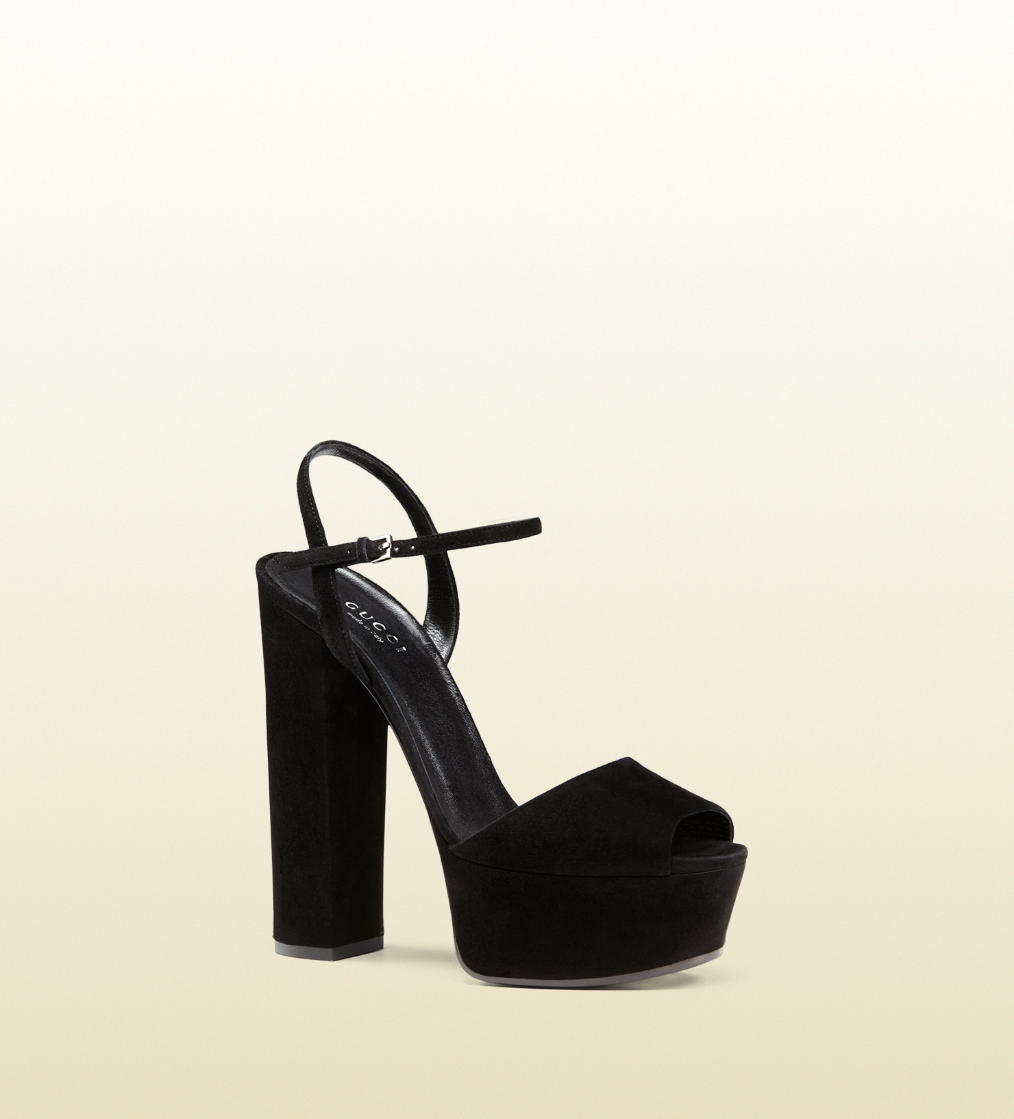 Gucci Suede Platform Sandal in Black - Lyst