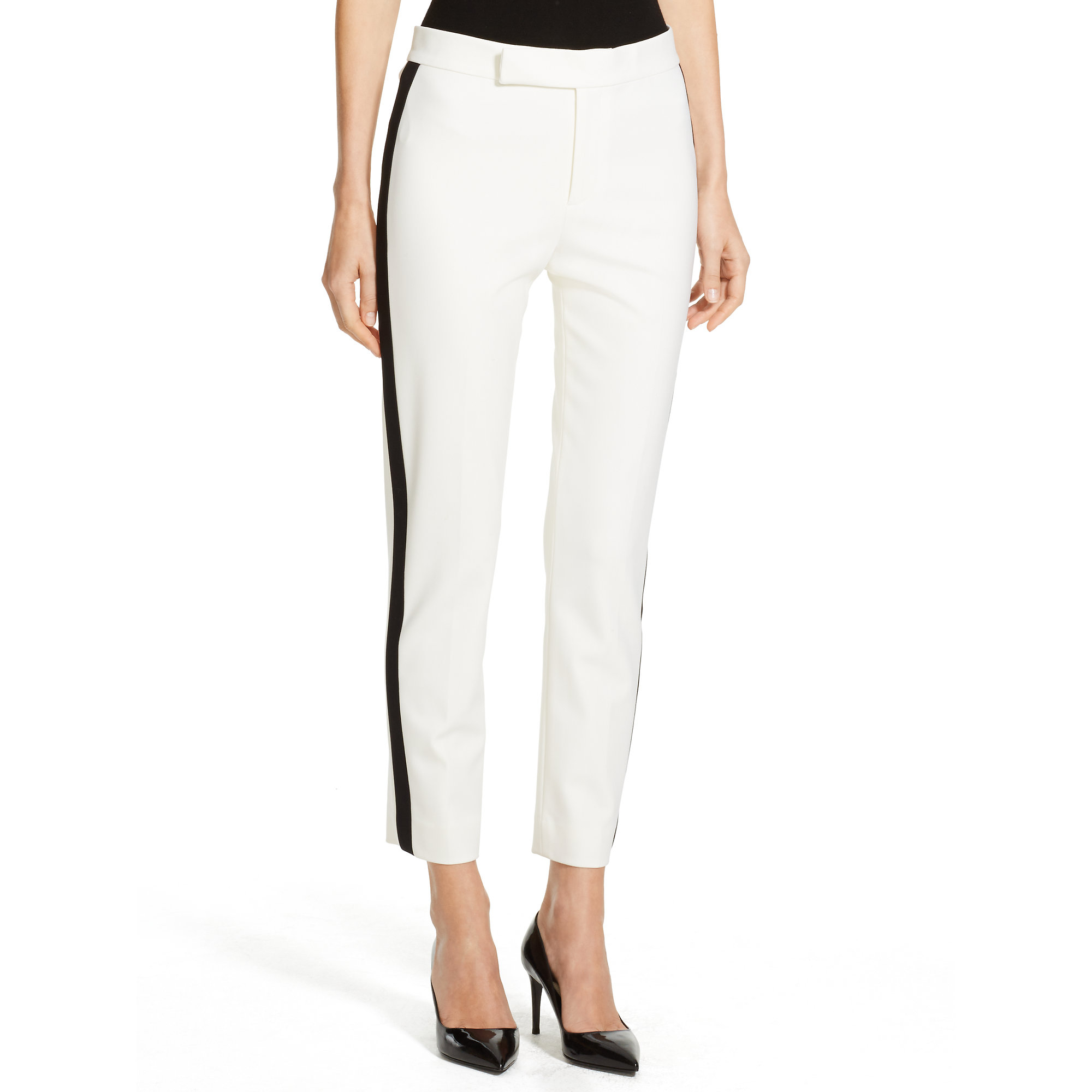 Ralph lauren black label Tuxedo-striped Diane Pant in White | Lyst