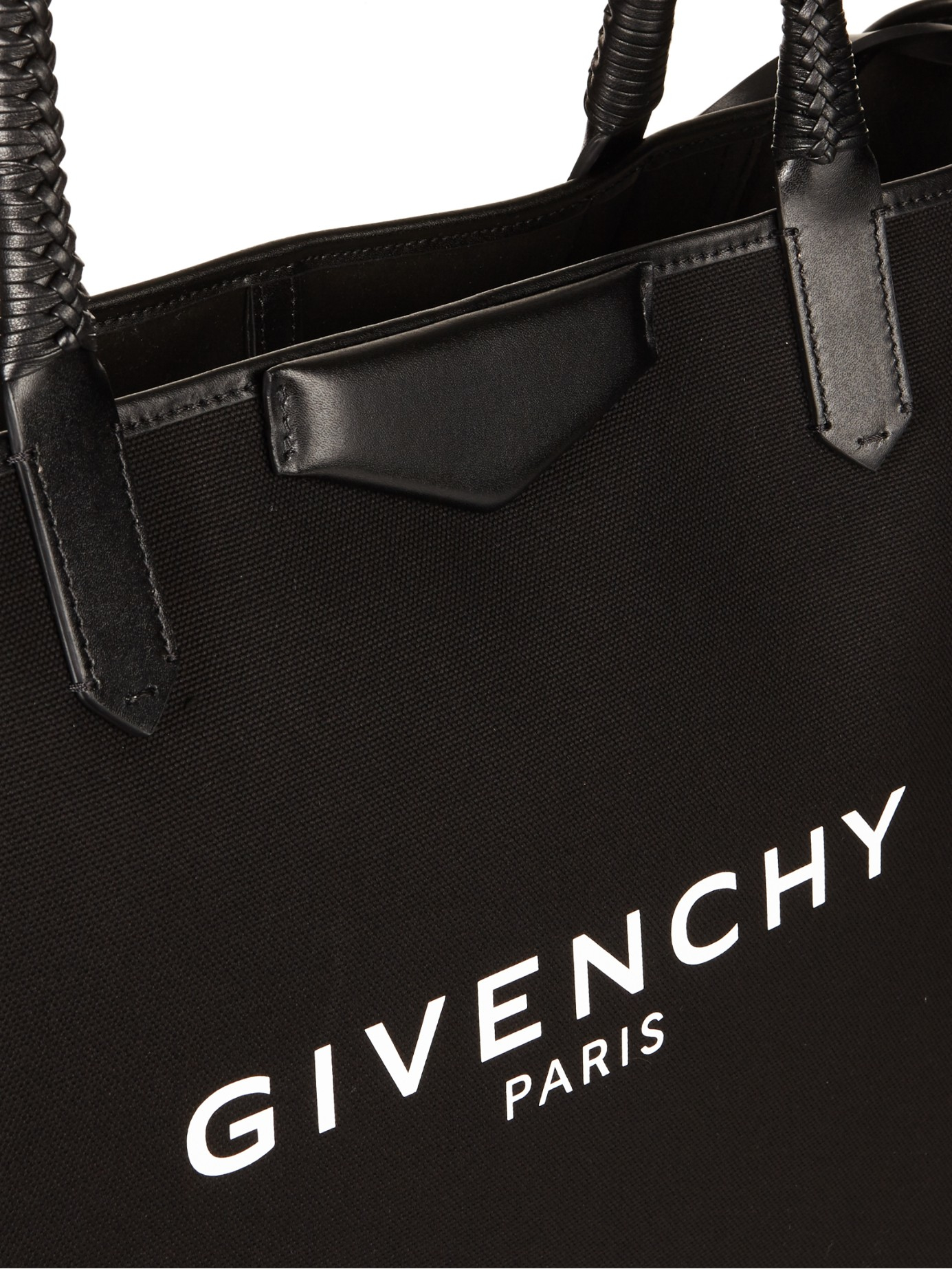 GIVENCHY Antigona - Large Black Coated Canvas Tote w/Dog Graphic + Zipper  Pouch
