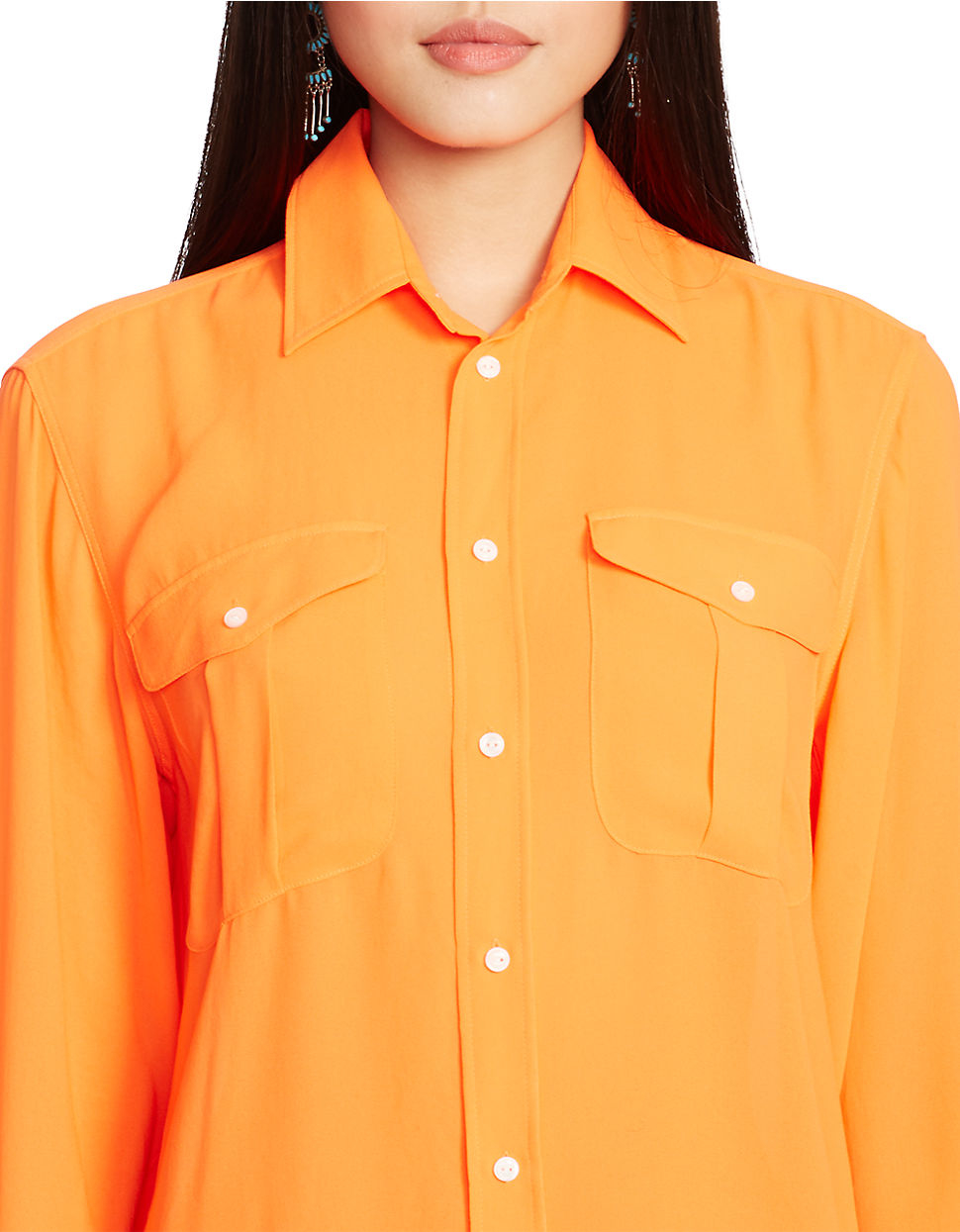 Polo Ralph Lauren Modern Crepe Blouse in Orange - Lyst