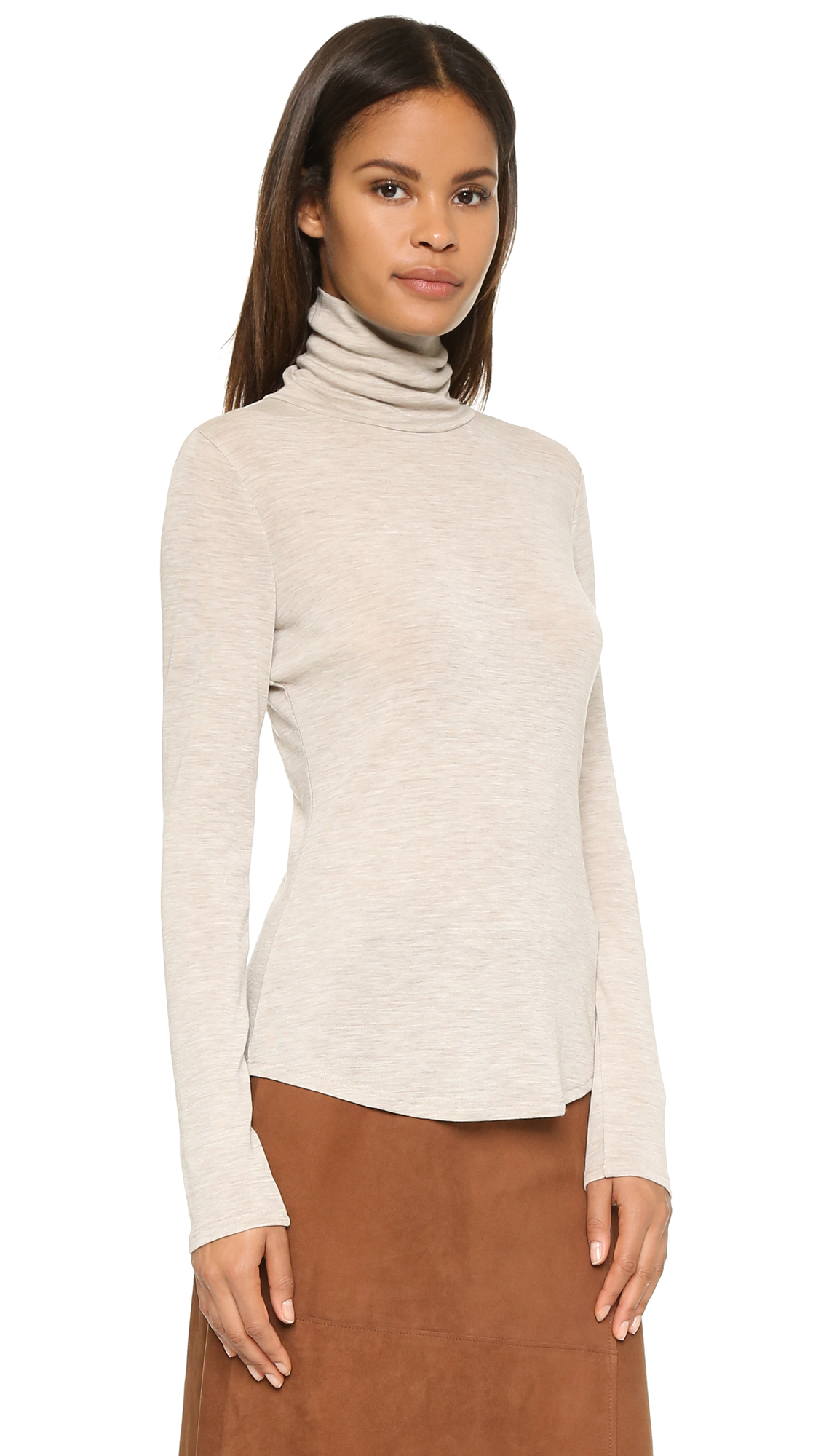 Theory Ribbed Aldiso Sweater Heather Oatmeal in Natural Lyst