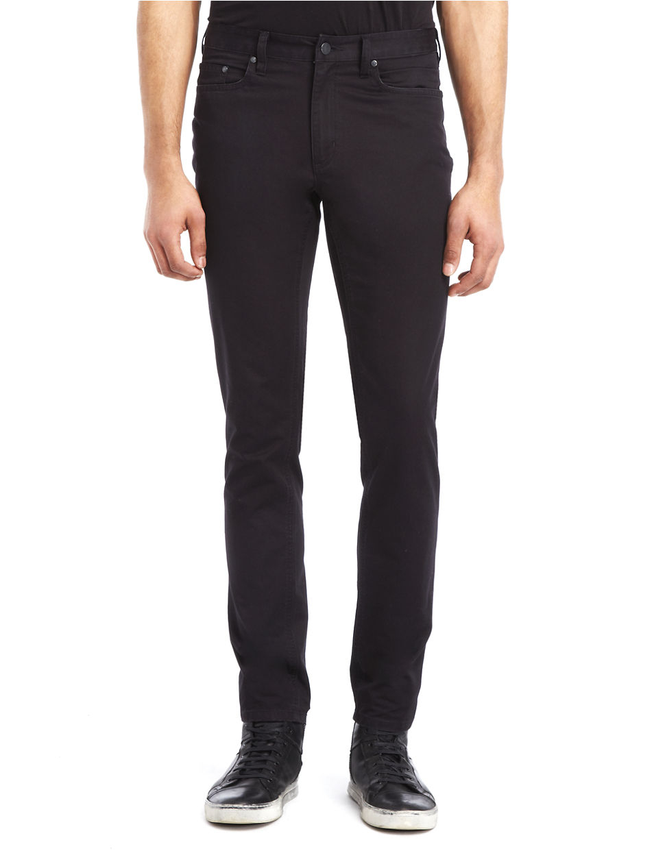 Kenneth Cole Slim Fit Sateen Pants in Black for Men | Lyst
