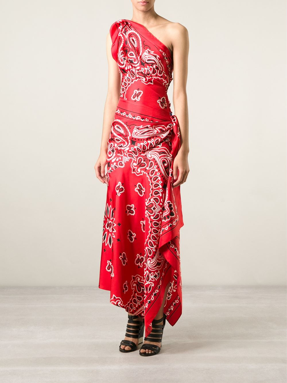 Moschino Bandana Print Evening Dress in Red | Lyst